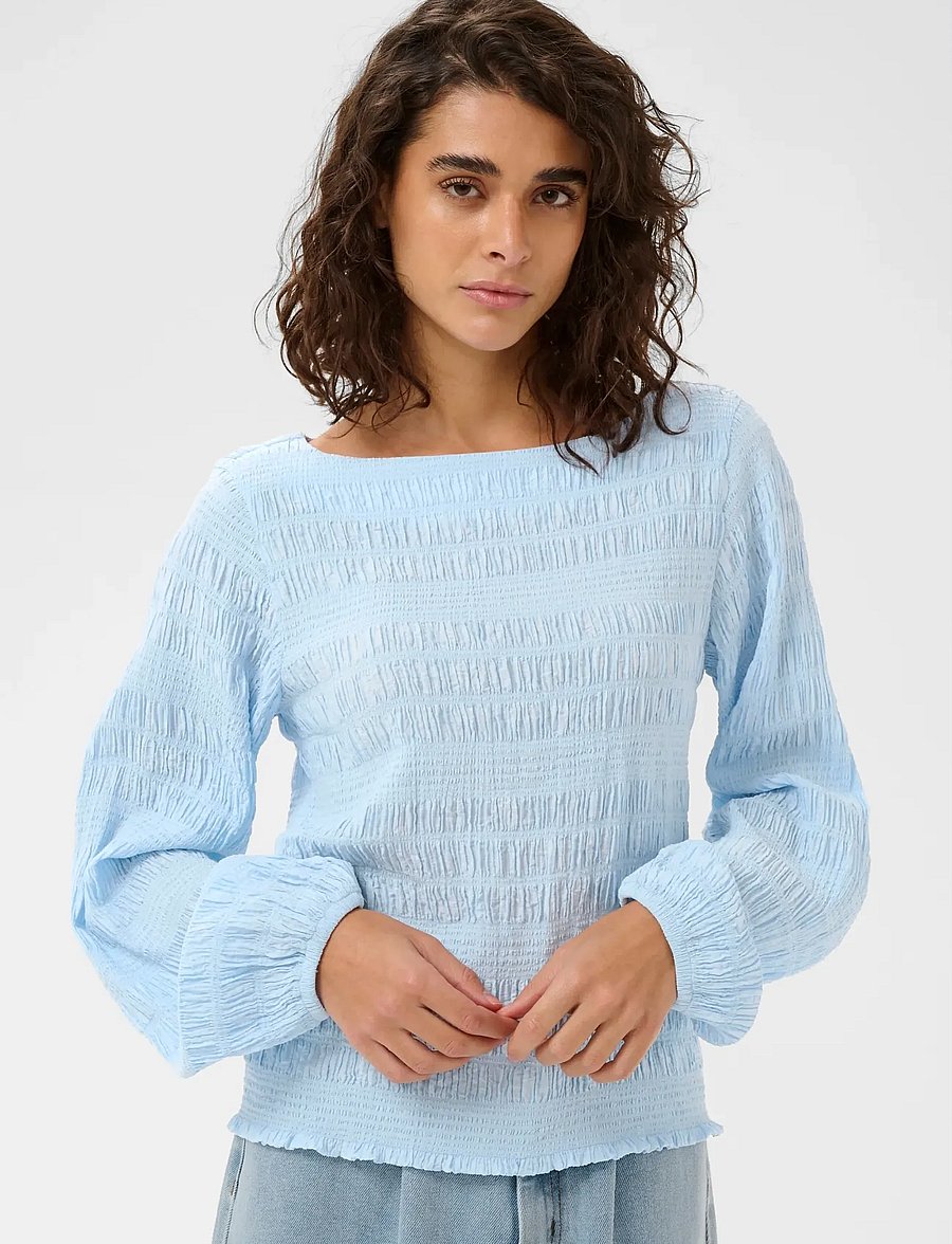 Kaffe - KAkourtney Blouse - long sleeved blouses - nantucket breeze - 0