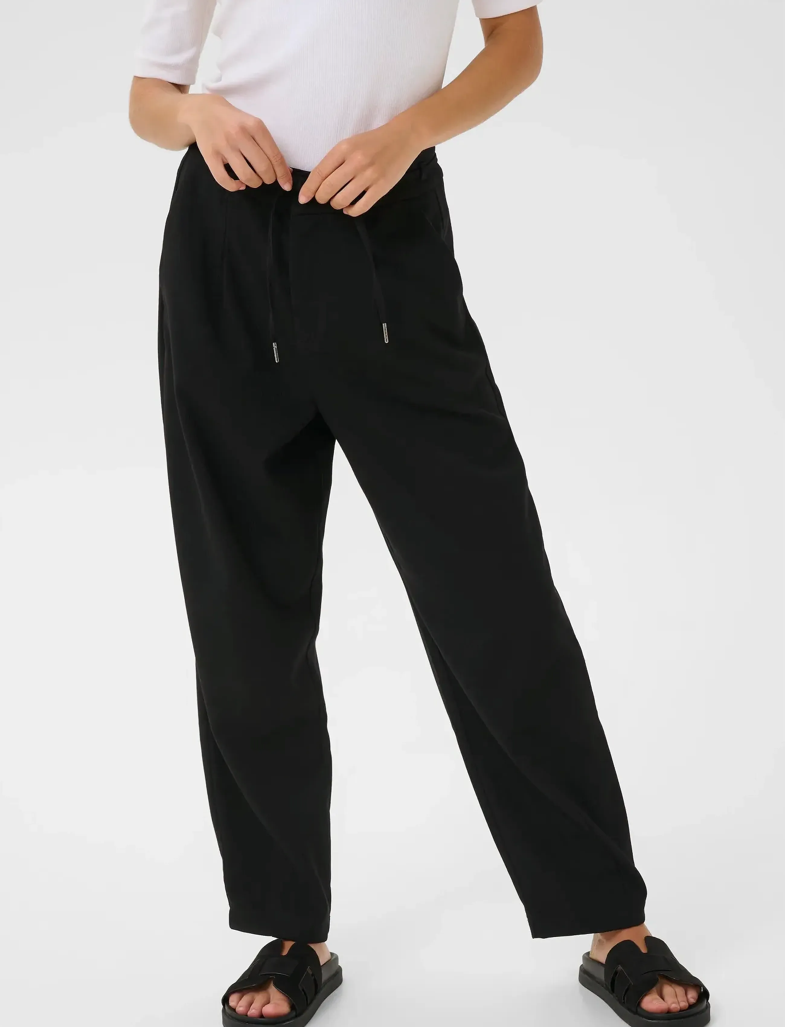 Kaffe Kamerle Belt Pants, 38, Black, Bukser > Lige Ben, Dame