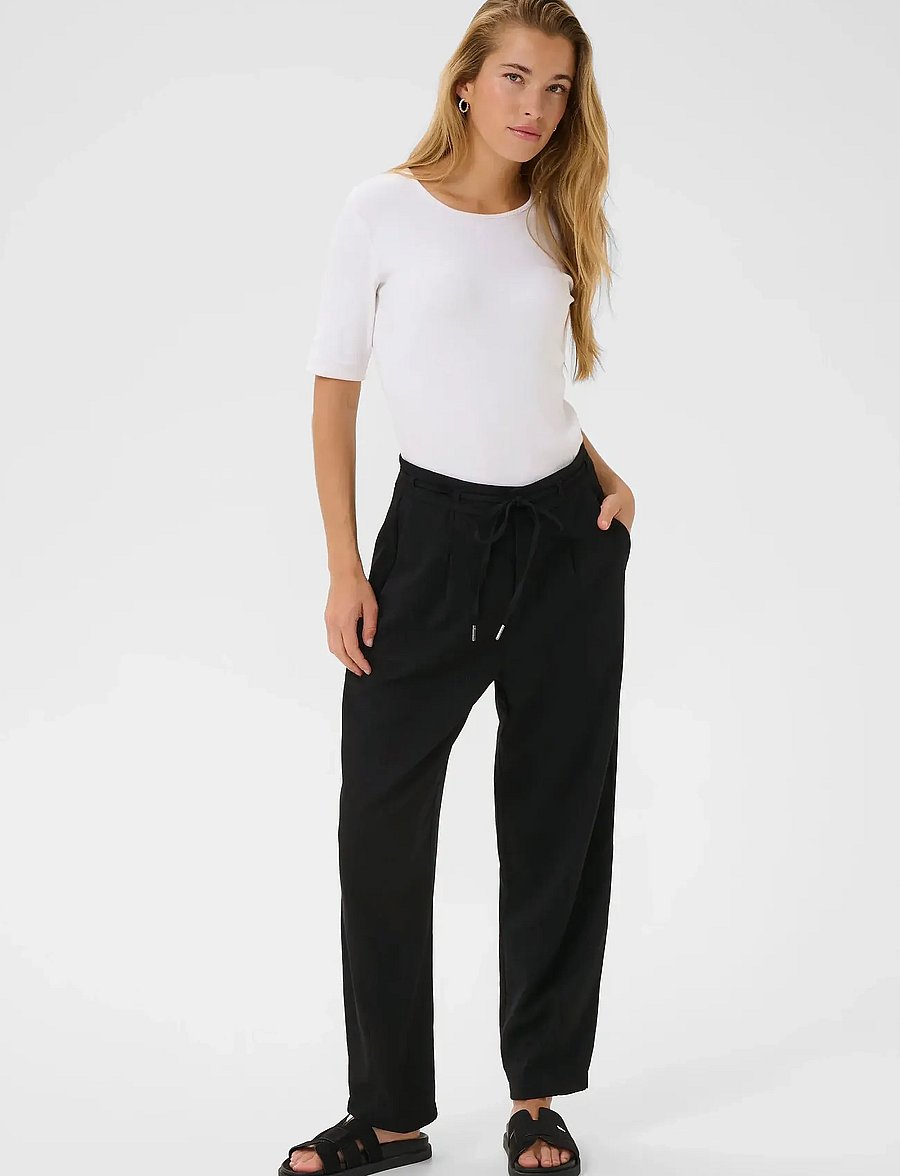 Kaffe - KAmerle Belt Pants - raka byxor - black deep - 3