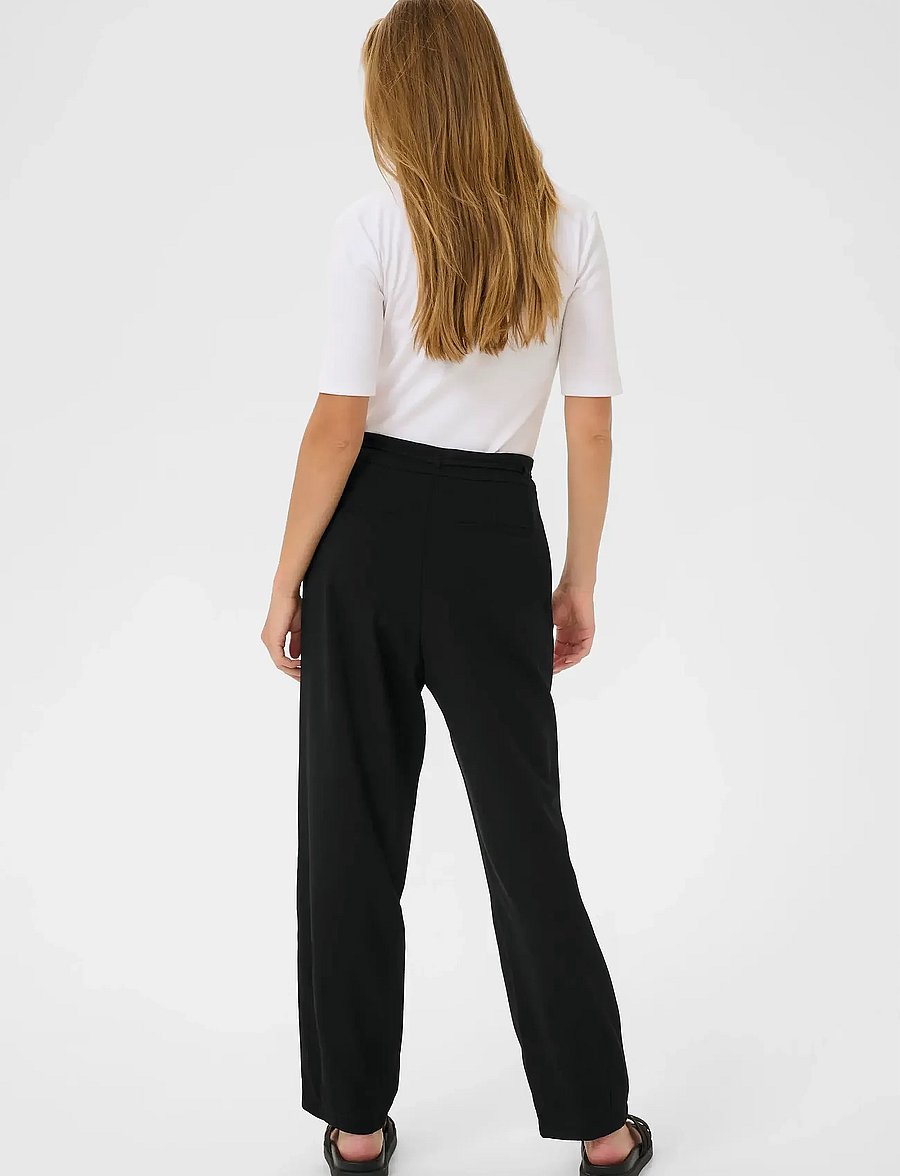 Kaffe - KAmerle Belt Pants - raka byxor - black deep - 4