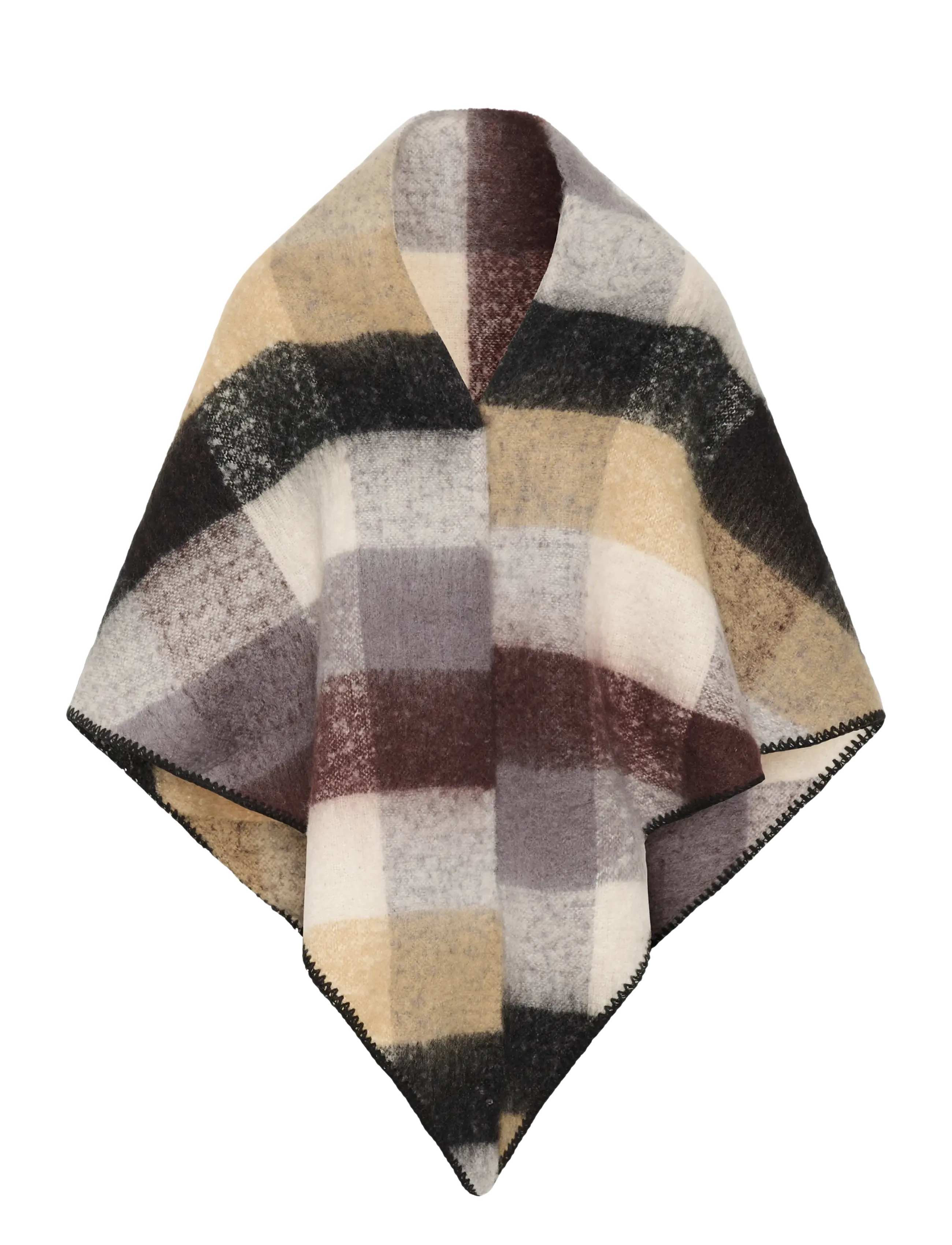Kaffe KAelaine Checked Poncho - Kaffe - BROWN CHECKS / brown