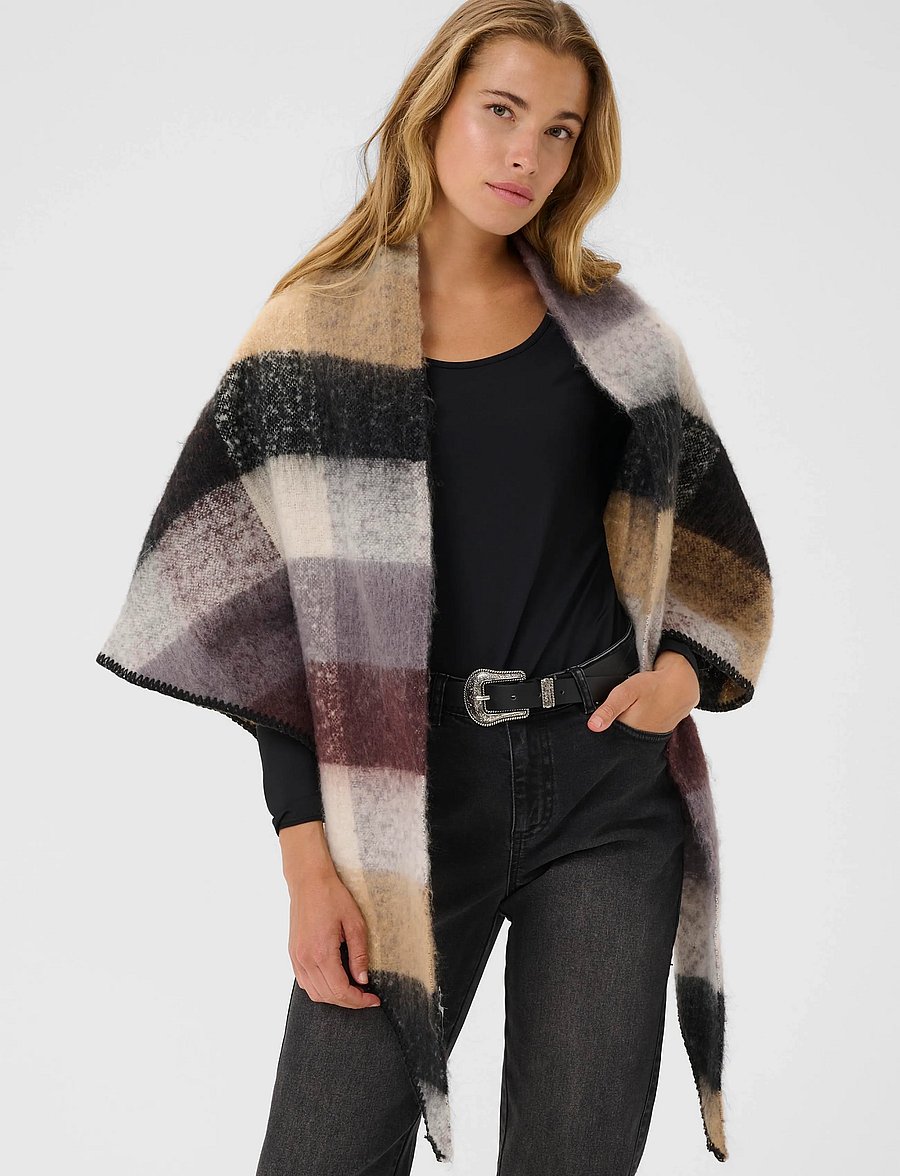 Kaffe - KAelaine Checked Poncho - winterschals - brown checks - 2