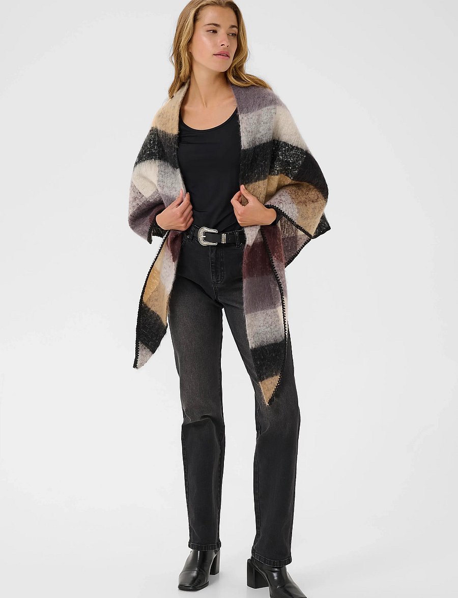 Kaffe - KAelaine Checked Poncho - winterschals - brown checks - 3
