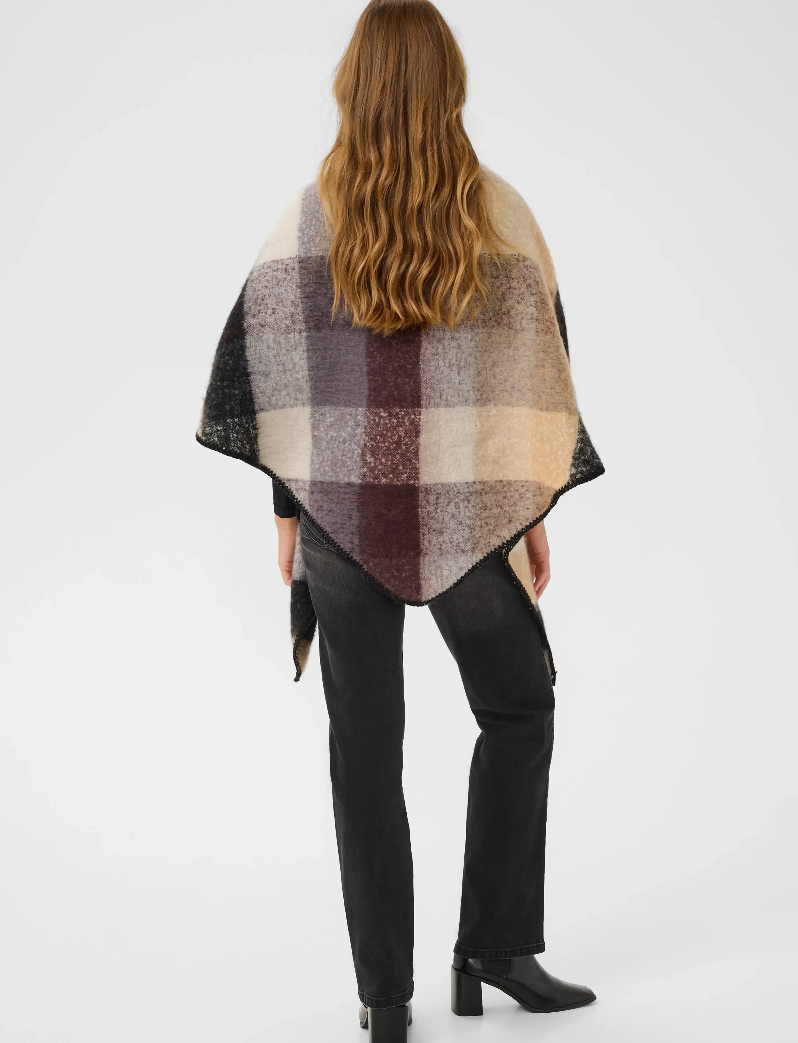 Kaffe - KAelaine Checked Poncho - winterschals - brown checks - 4