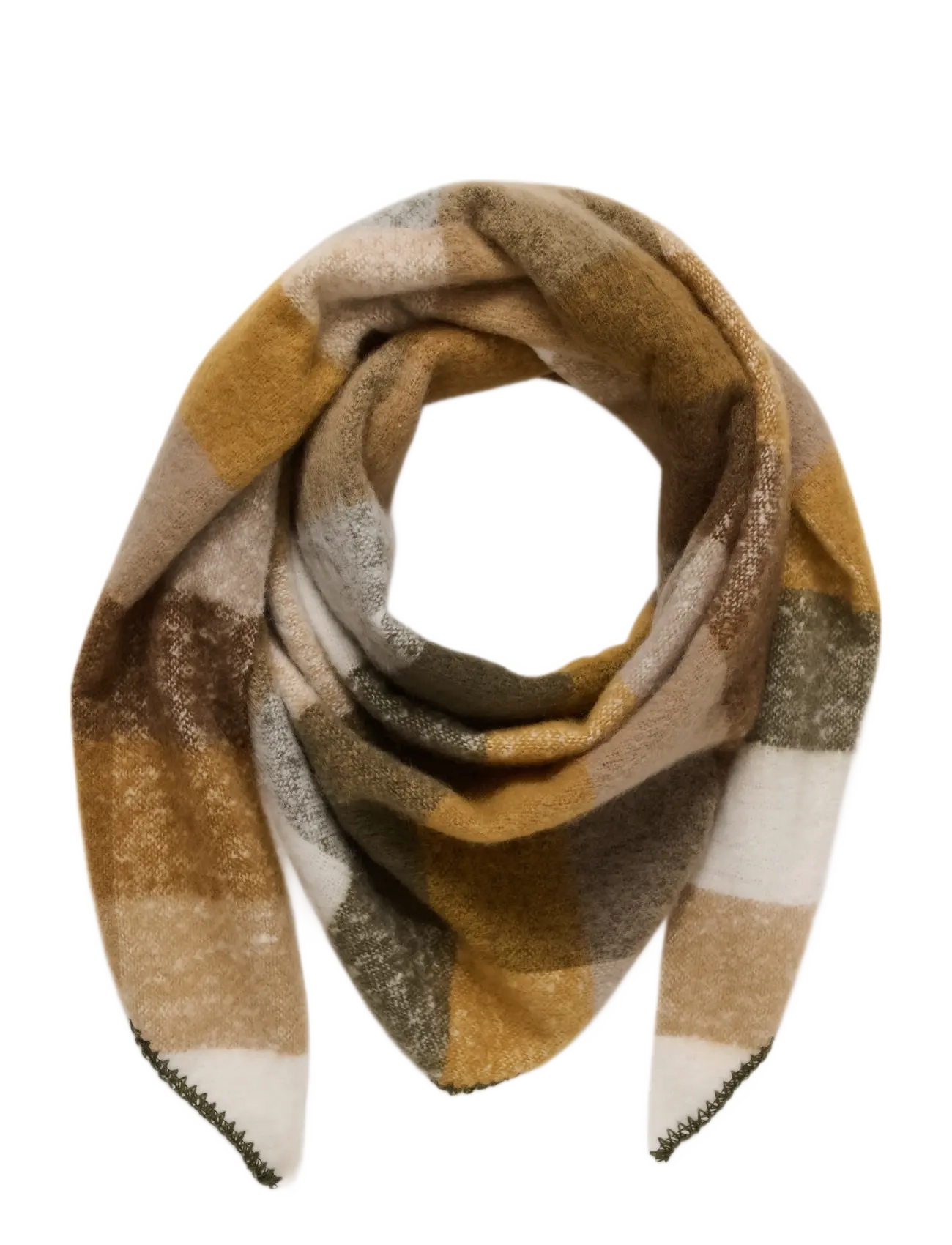 Kaffe KAelaine Checked Poncho - Kaffe - MUSTARD/BROWN CHECKS / yellow