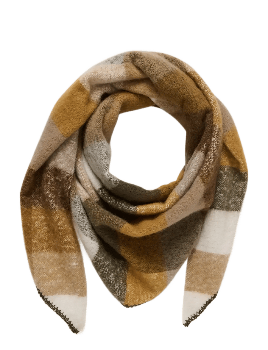 Kaffe - KAelaine Checked Poncho - winterschals - mustard/brown checks - 0