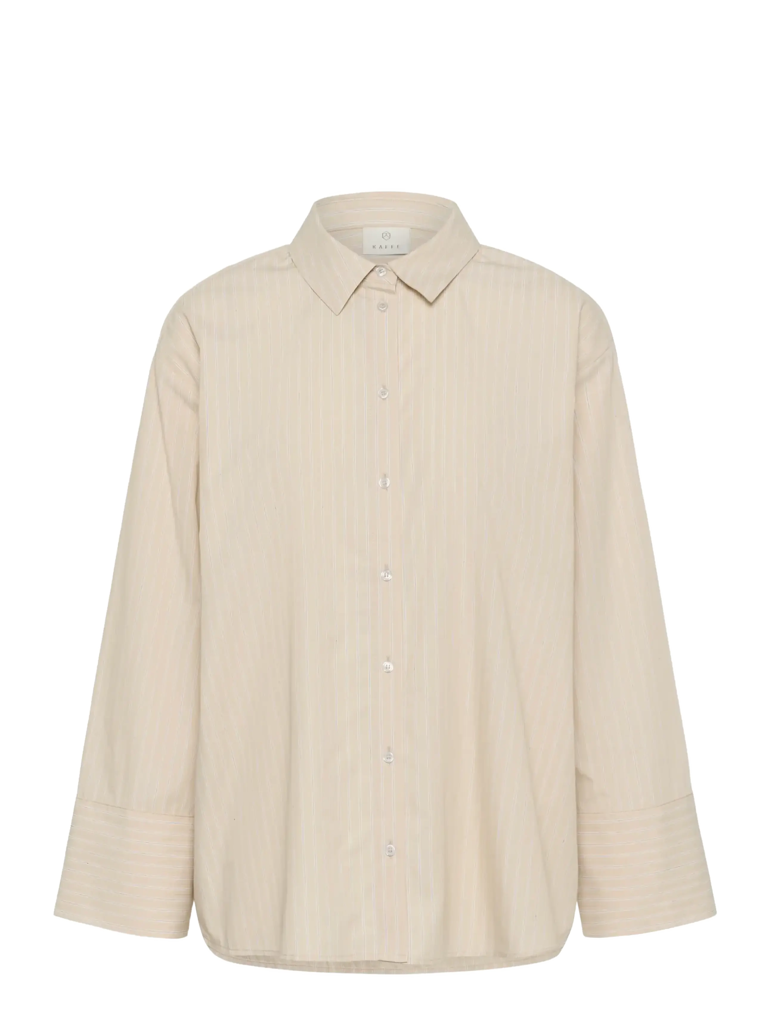 Kaffe Kajosie Shirt, Kvinder, Stribet Skjorte, Beige, Str: 36