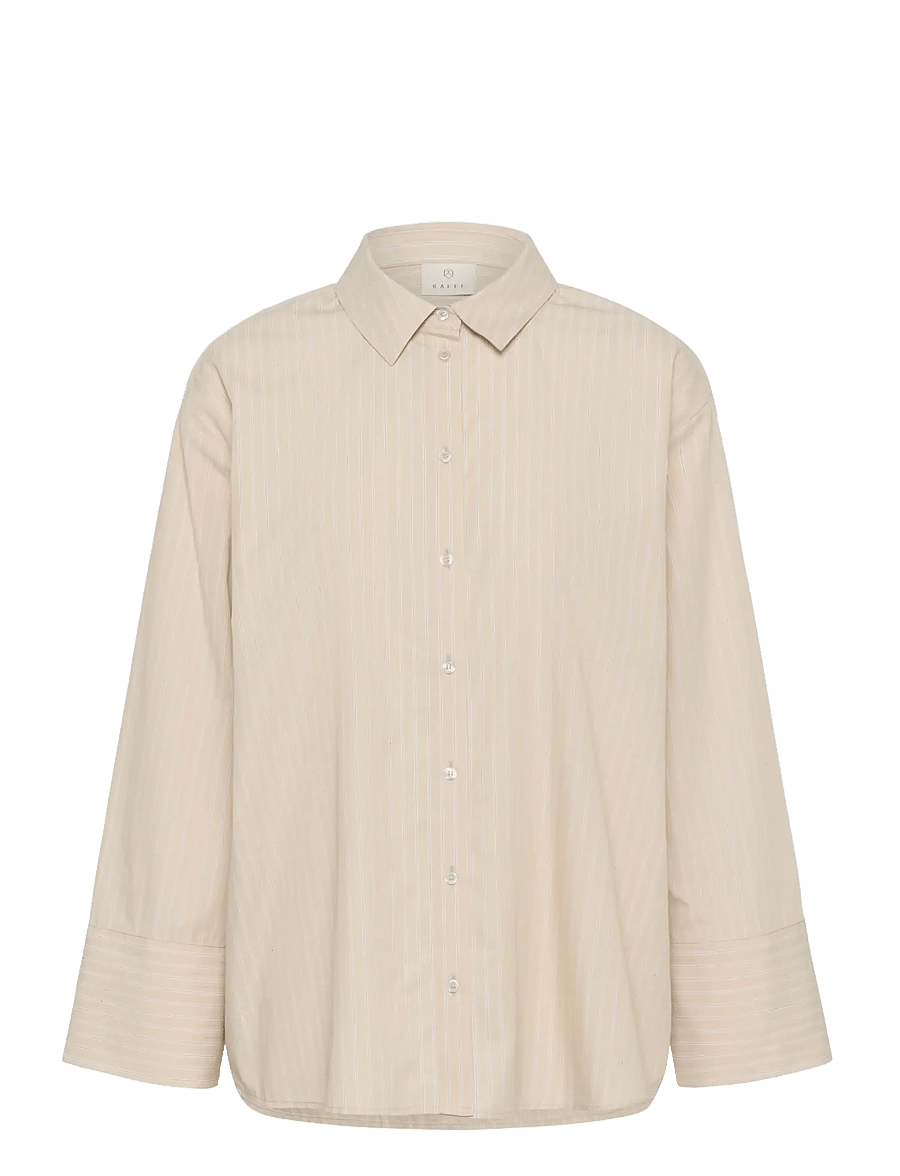 Kaffe - KAjosie Shirt - langærmede skjorter - feather grey stripe - 0