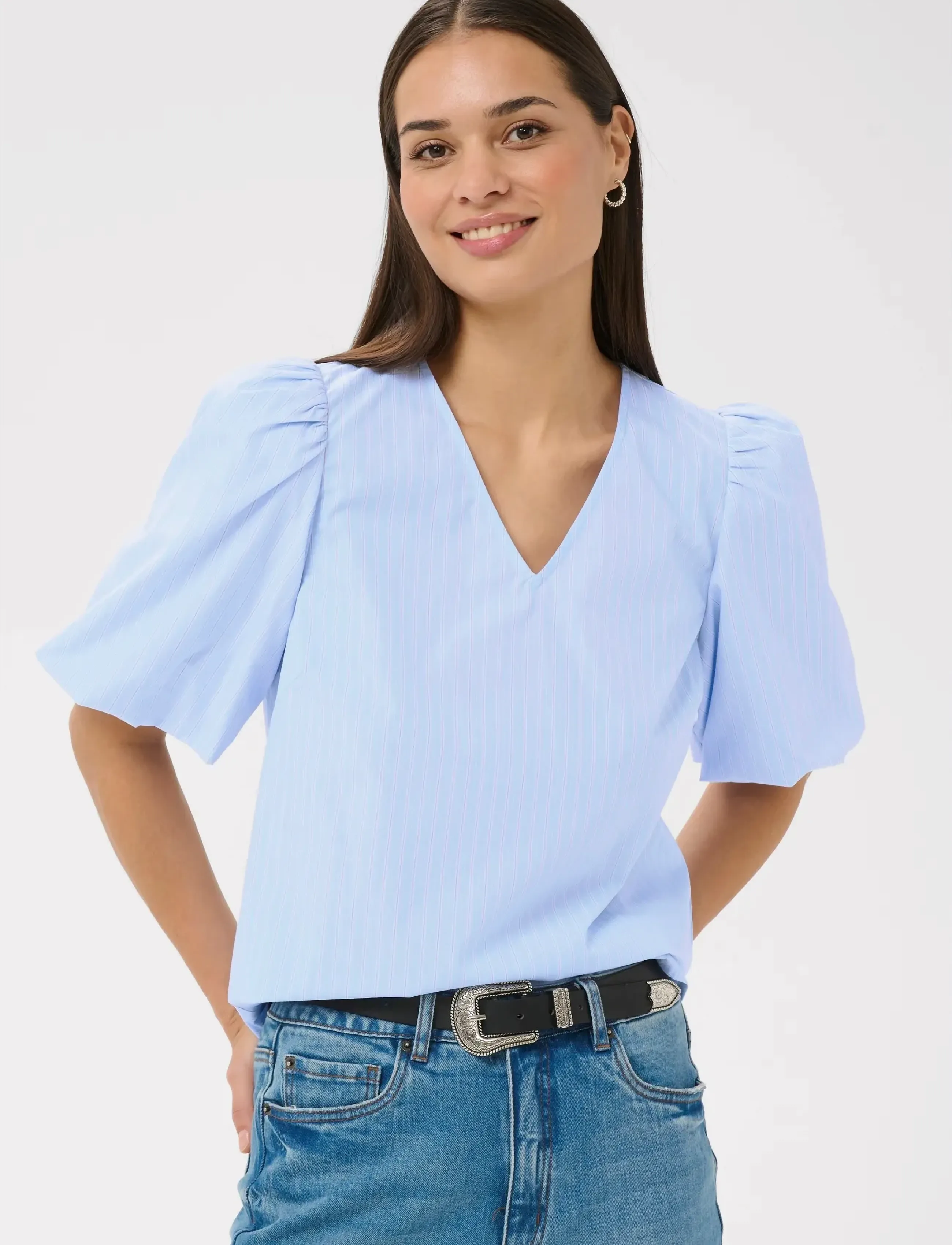 Kaffe Kajosie Blouse, 40, Blue, Bluser > Kortærmede, Dame