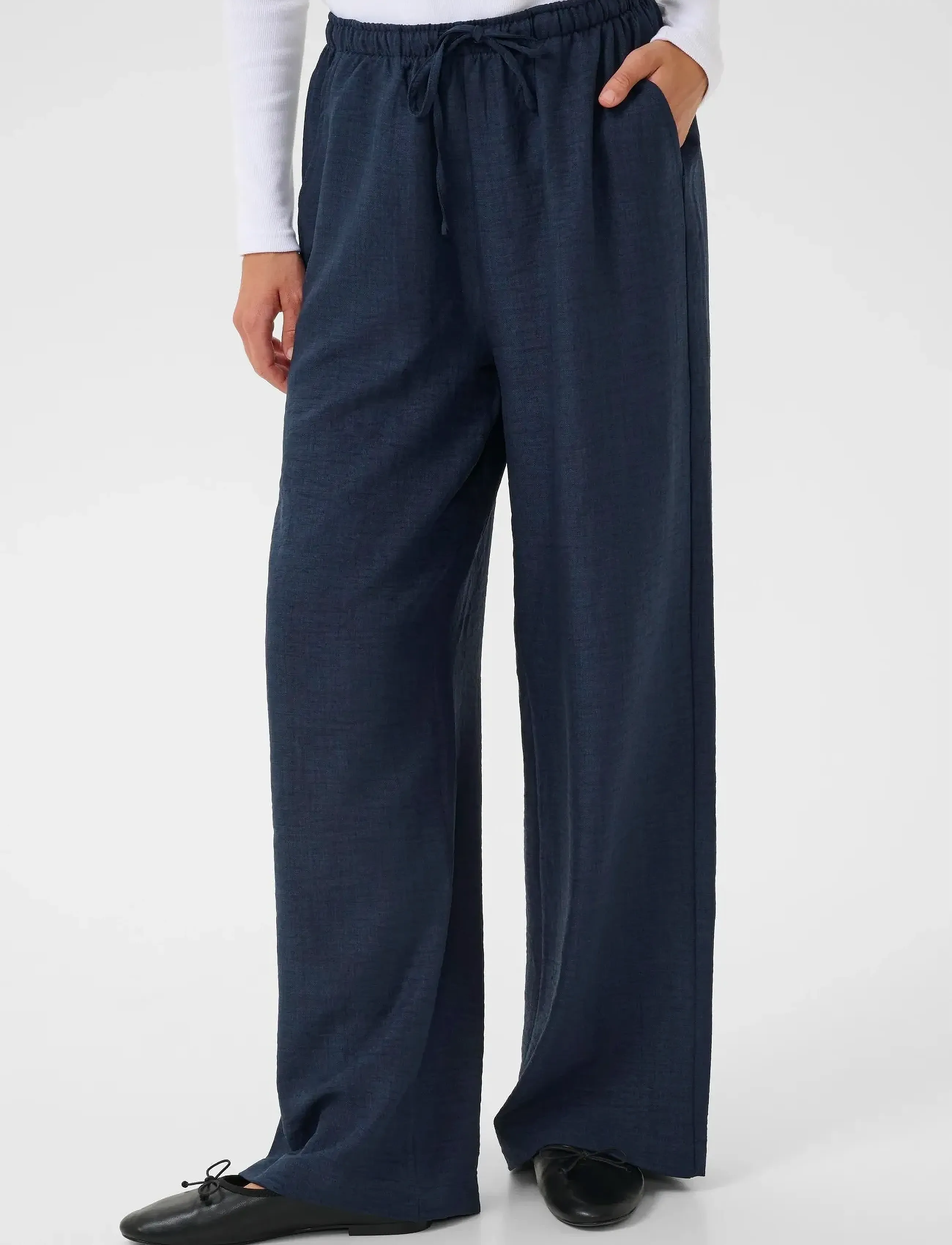 Kaffe Kaellen Pants, Kvinder, Snørebukser Med Brede Ben, Navy, Str: 40