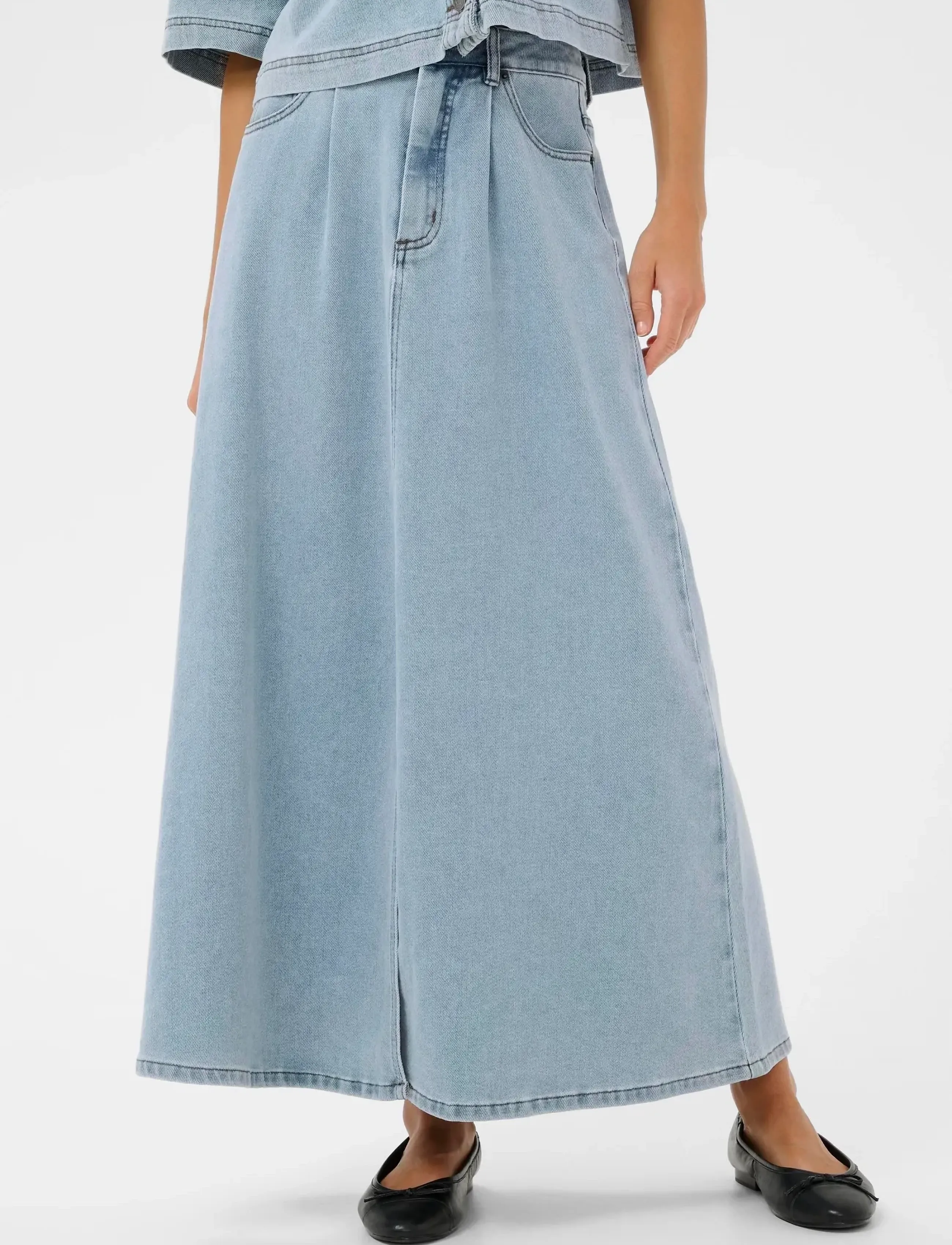 Kaffe KAminna Denim Skirt - Maxi Röcke - LIGHT BLUE WASHED DENIM / blue