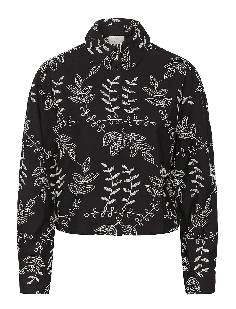 Kaffe - KAelora Shirt - langärmlige hemden - black chalk embroidery - 1