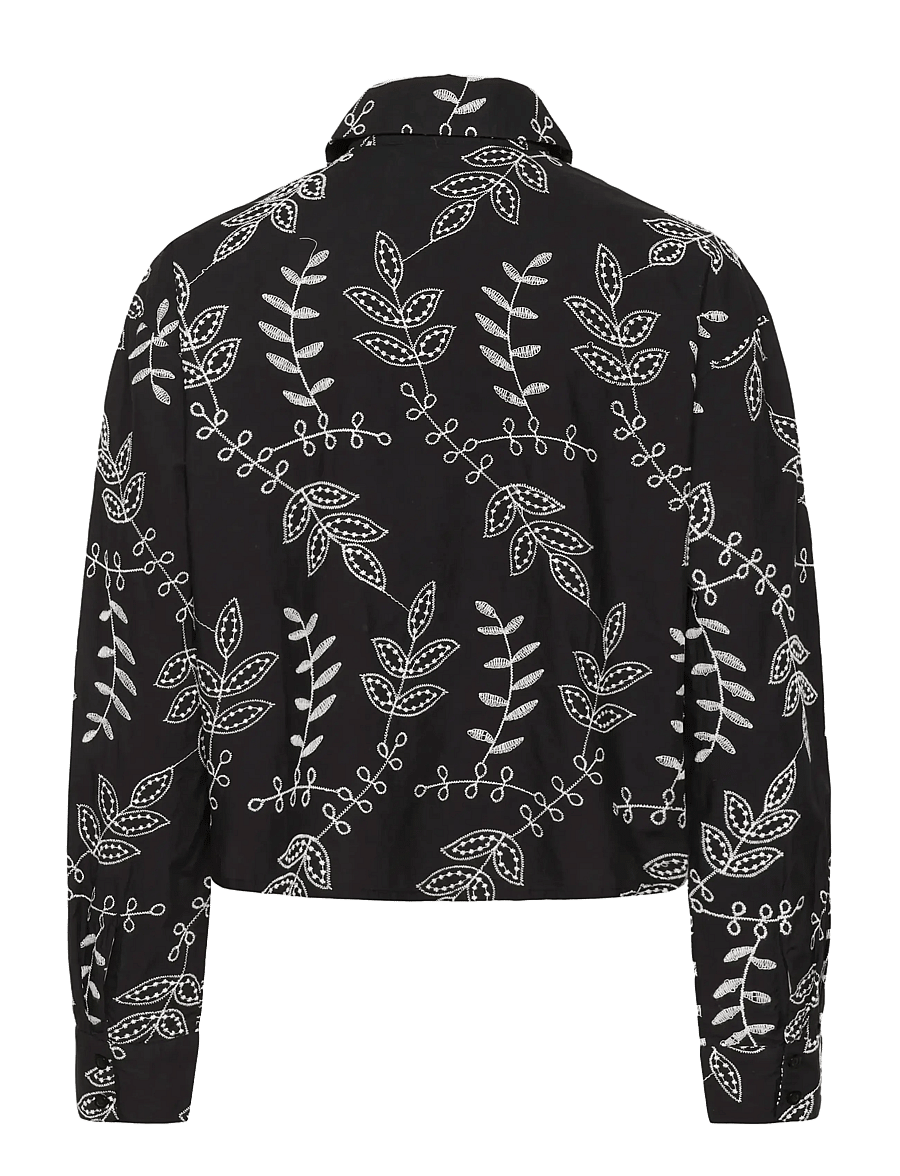 Kaffe - KAelora Shirt - langerma skyrtur - black chalk embroidery - 2