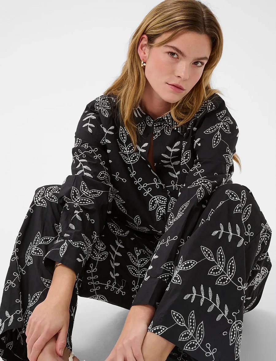 Kaffe - KAelora Shirt - langerma skyrtur - black chalk embroidery - 5
