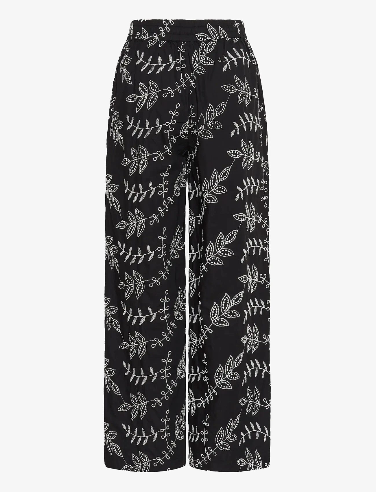 Kaffe - KAelora Pants - wijde broeken - black chalk embroidery - 2