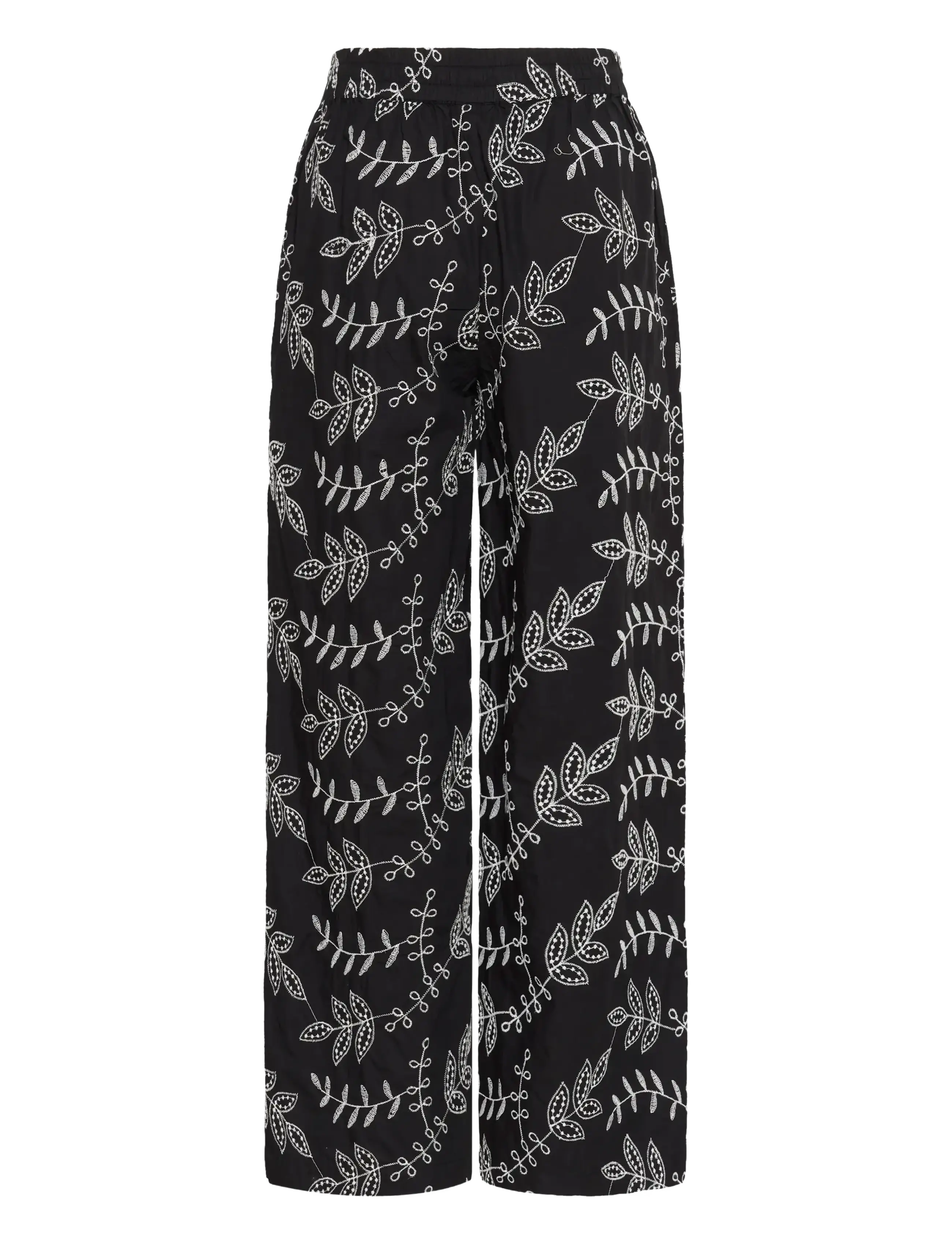 Kaffe - KAelora Pants - laia säärega püksid - black chalk embroidery - 2