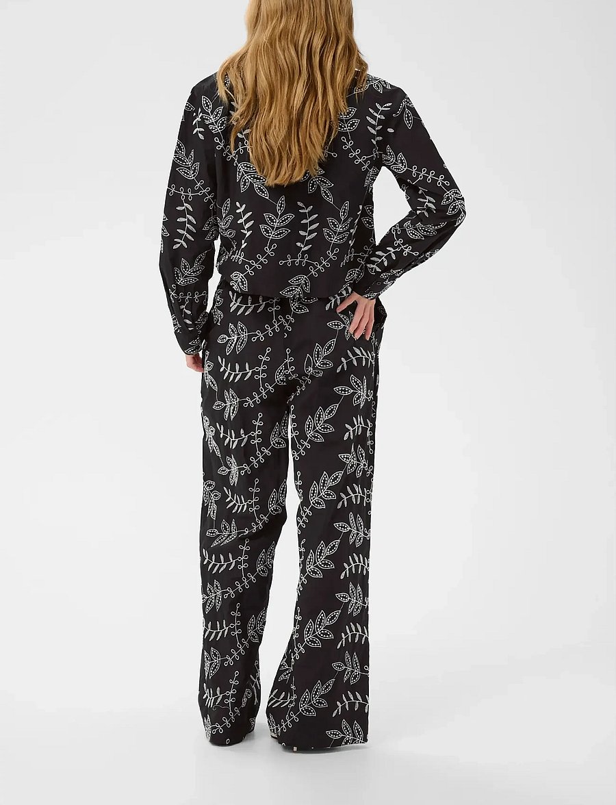 Kaffe - KAelora Pants - bukser med brede ben - black chalk embroidery - 4