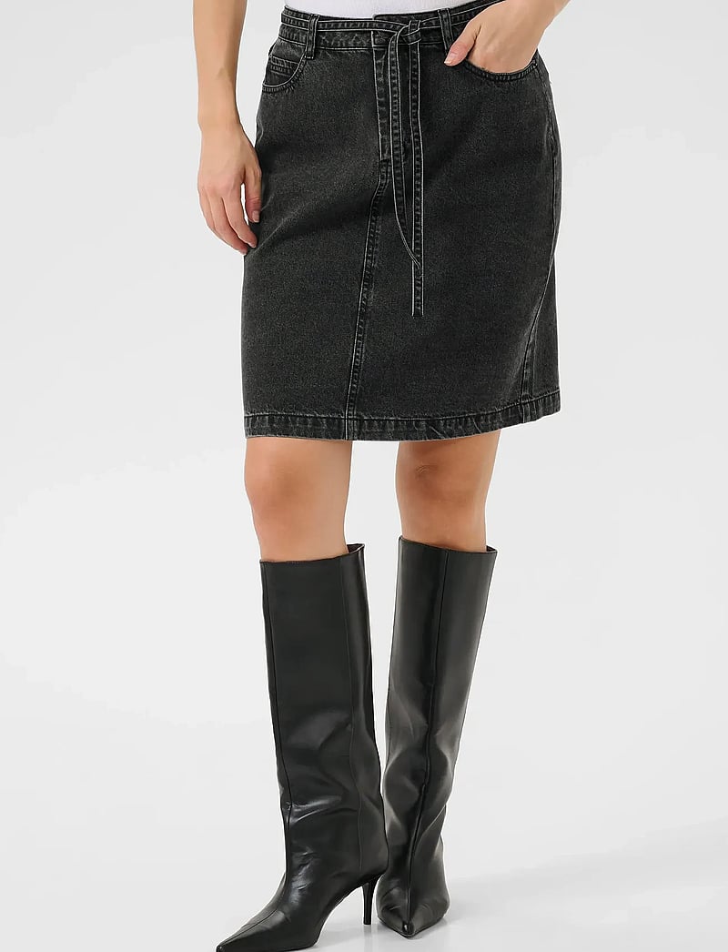 Kaffe - KAcarly Denim Skirt - jeanskjolar - black washed denim - 0