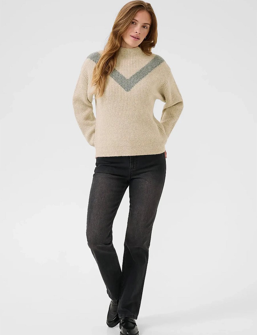 Kaffe - KAelina Pullover - gebreide truien - feather g. mel. w. grey mel. - 3