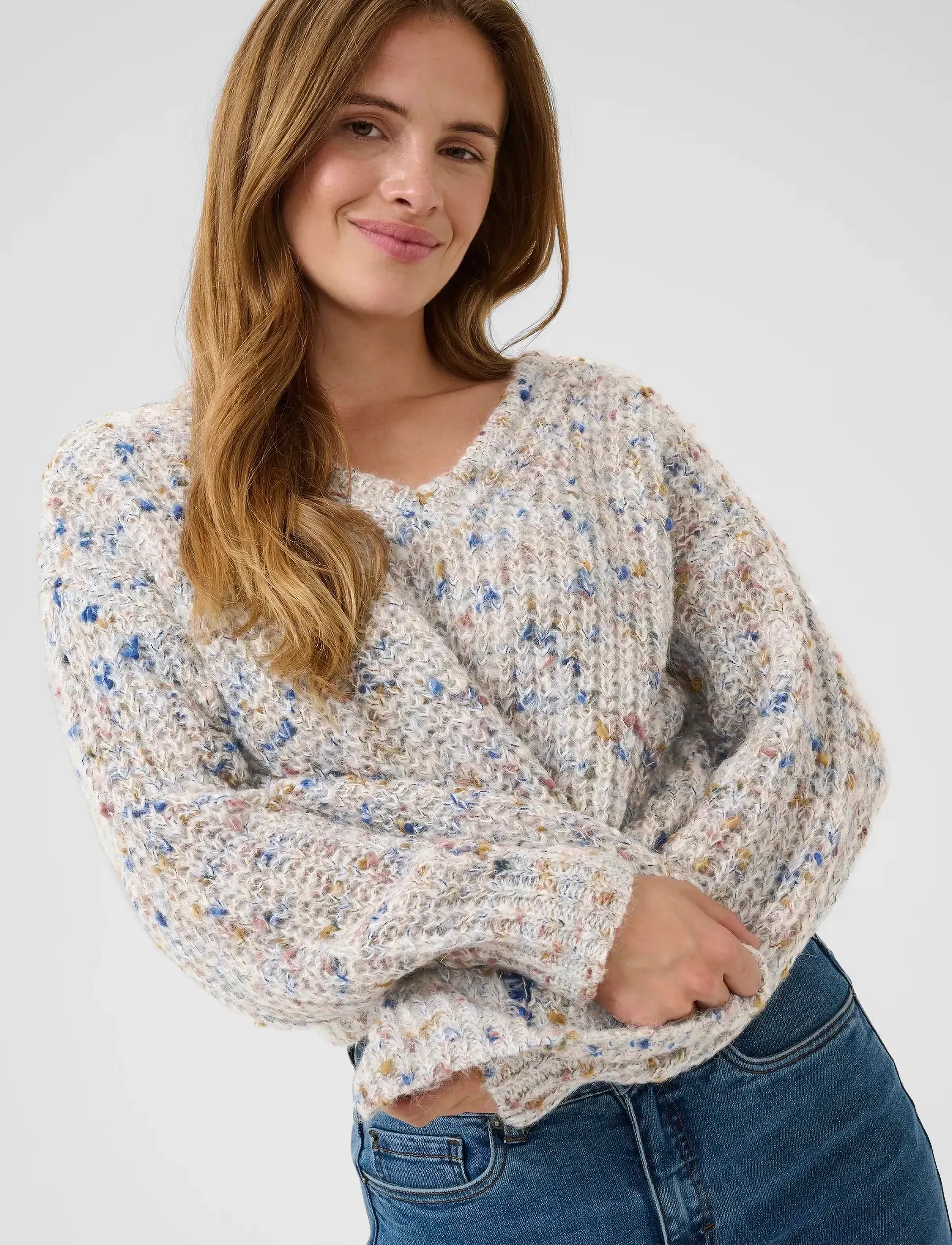 Kaffe - KAeira Knit Pullover - kampsunid - grey multicolor - 5