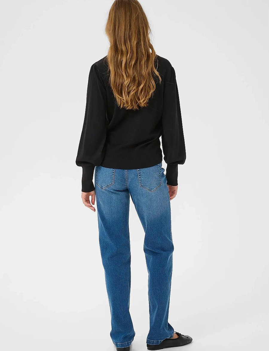 Kaffe - KAlone v-neck Pullover - stickade tröjor - black deep - 4