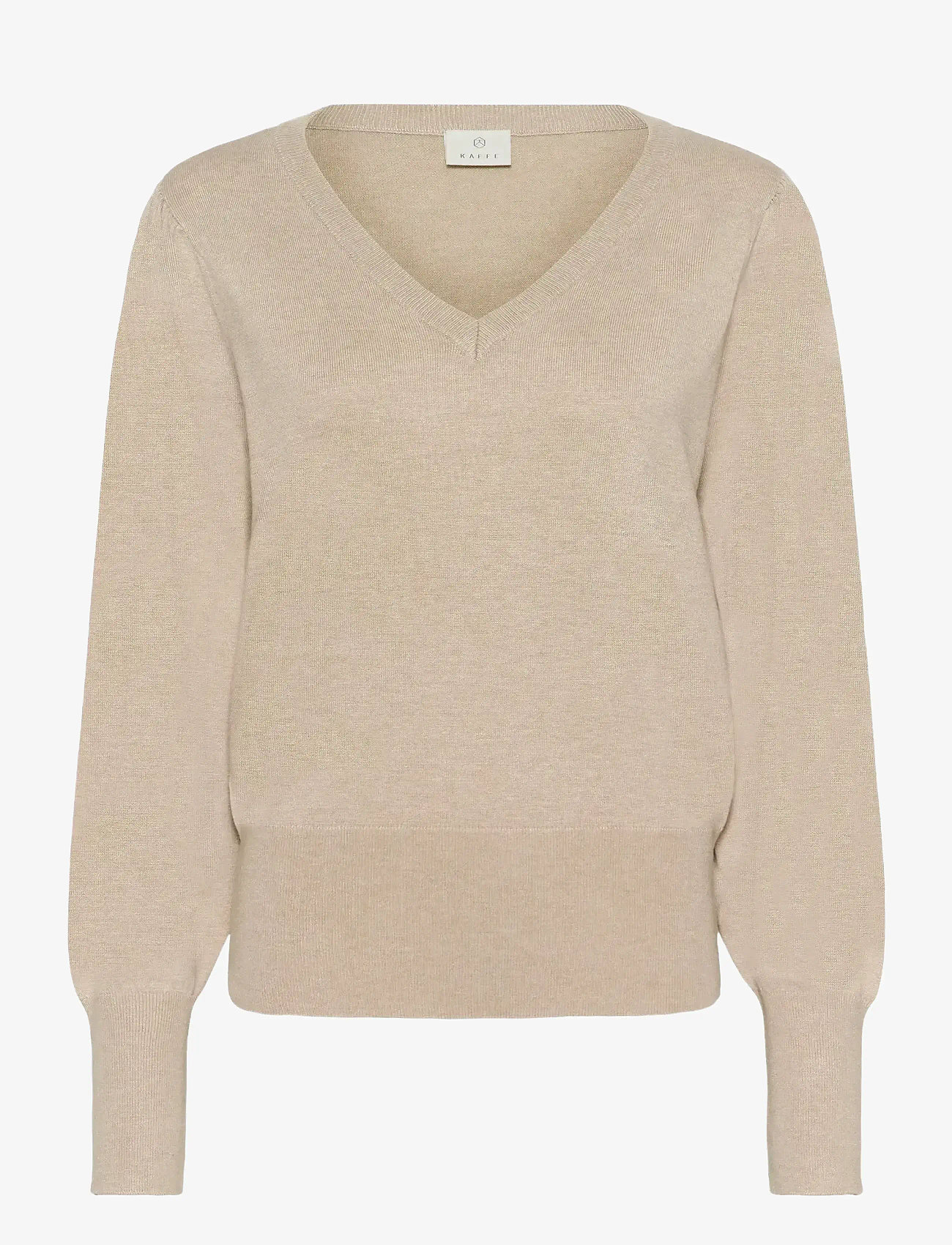 Kaffe - KAlone v-neck Pullover - efterårstøj - classic sand melange - 0