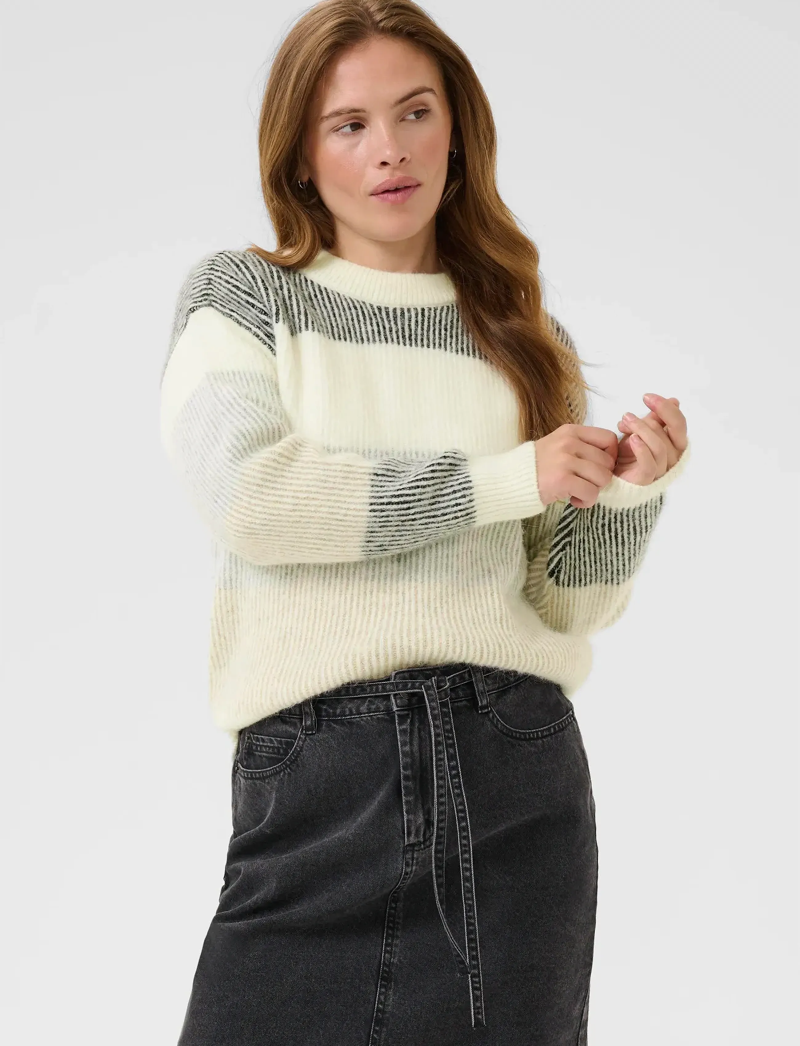 Kaffe Kaneve Crewneck Pullover, XS, White, Strik > Trøjer, Dame