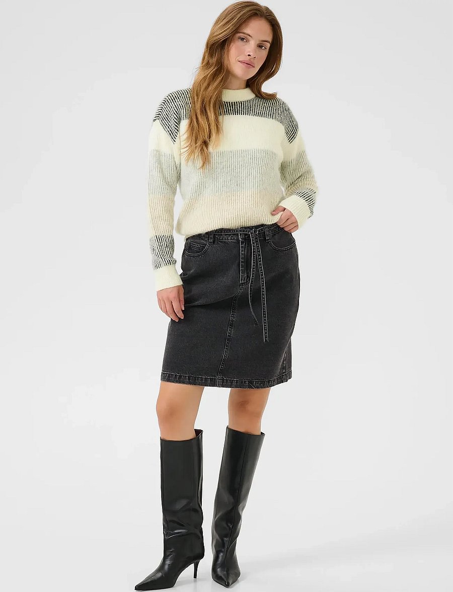 Kaffe - KAneve Crewneck Pullover - striktrøjer - chalk multicolor stripe - 3
