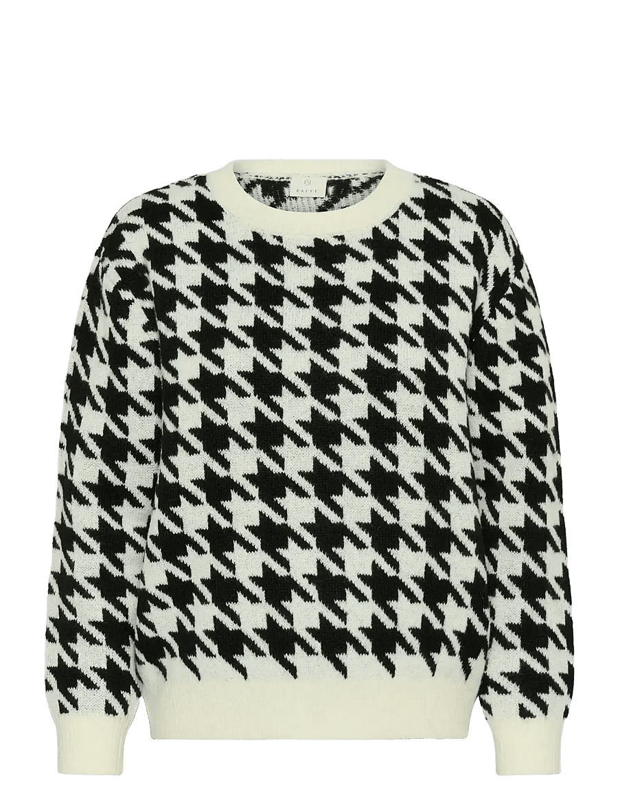Kaffe - KAcarol Knit Pullover - striktrøjer - chalk/black houndstooth - 1