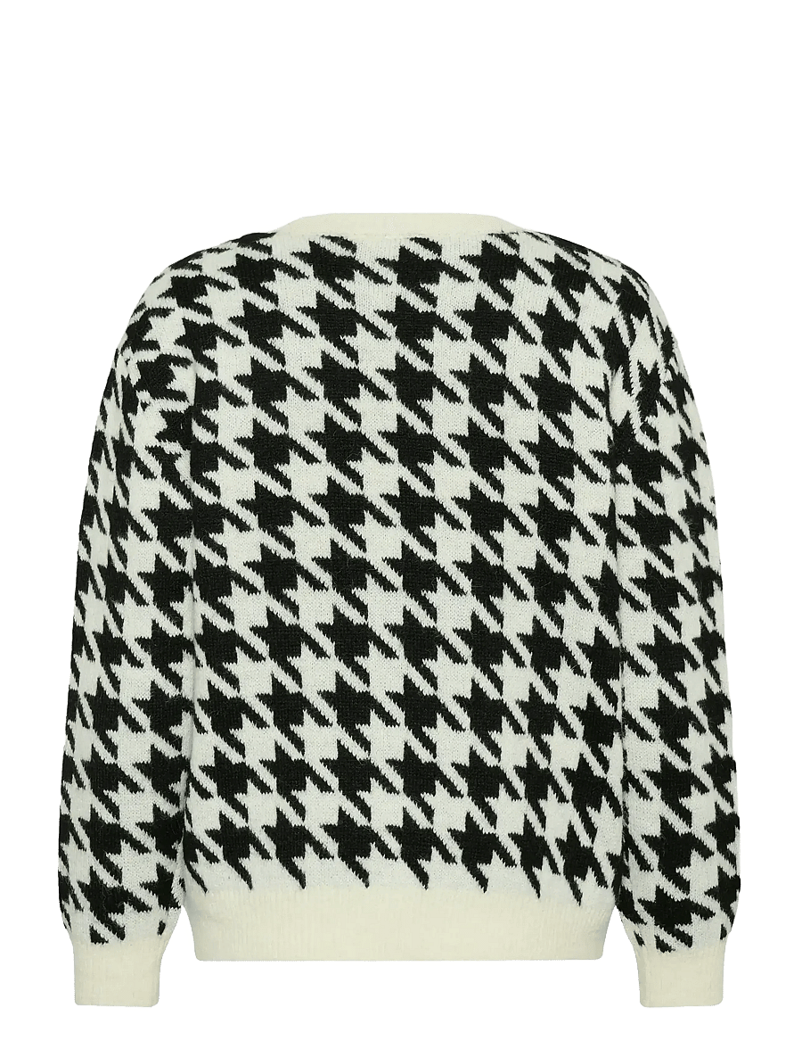 Kaffe - KAcarol Knit Pullover - striktrøjer - chalk/black houndstooth - 2