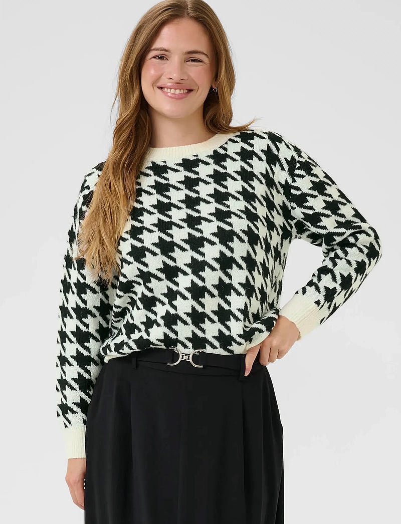 Kaffe - KAcarol Knit Pullover - sviitrid - chalk/black houndstooth - 0