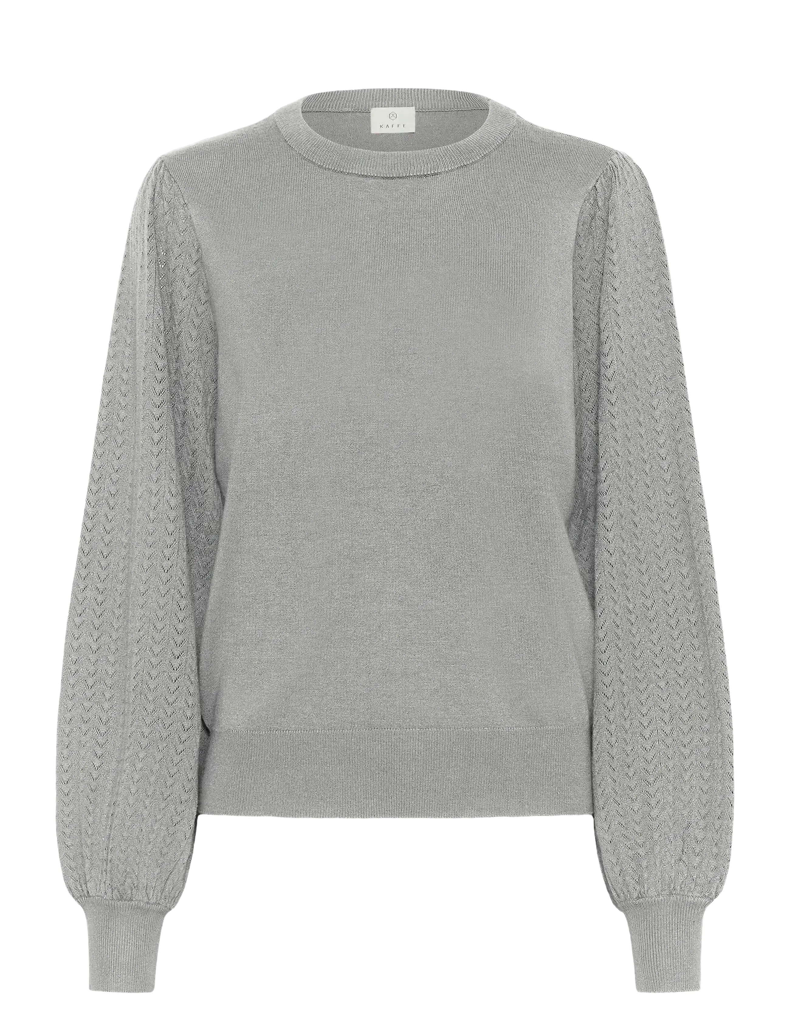 KAFFE Kalone Pointelle Pullover Grau - S - Damen