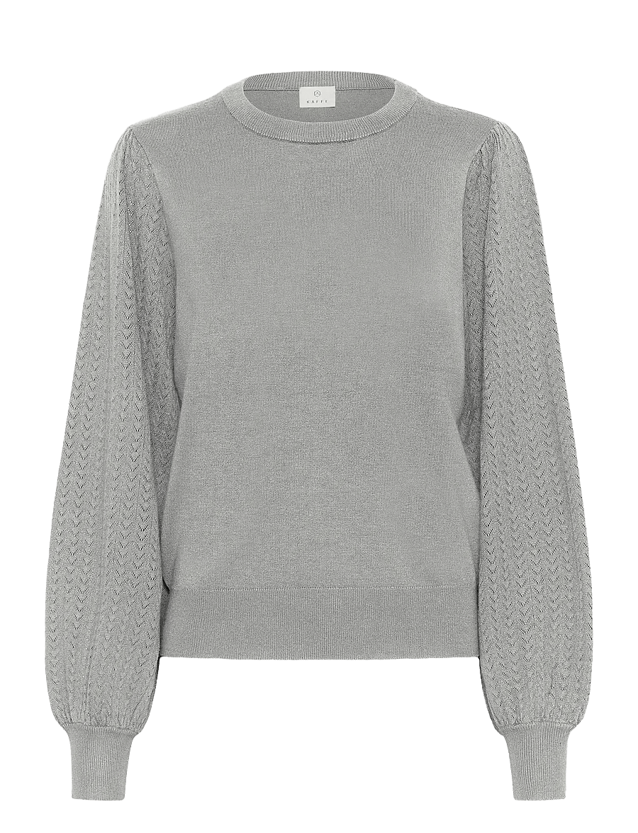 Kaffe - KAlone Pointelle Pullover - pullover - grey melange - 1