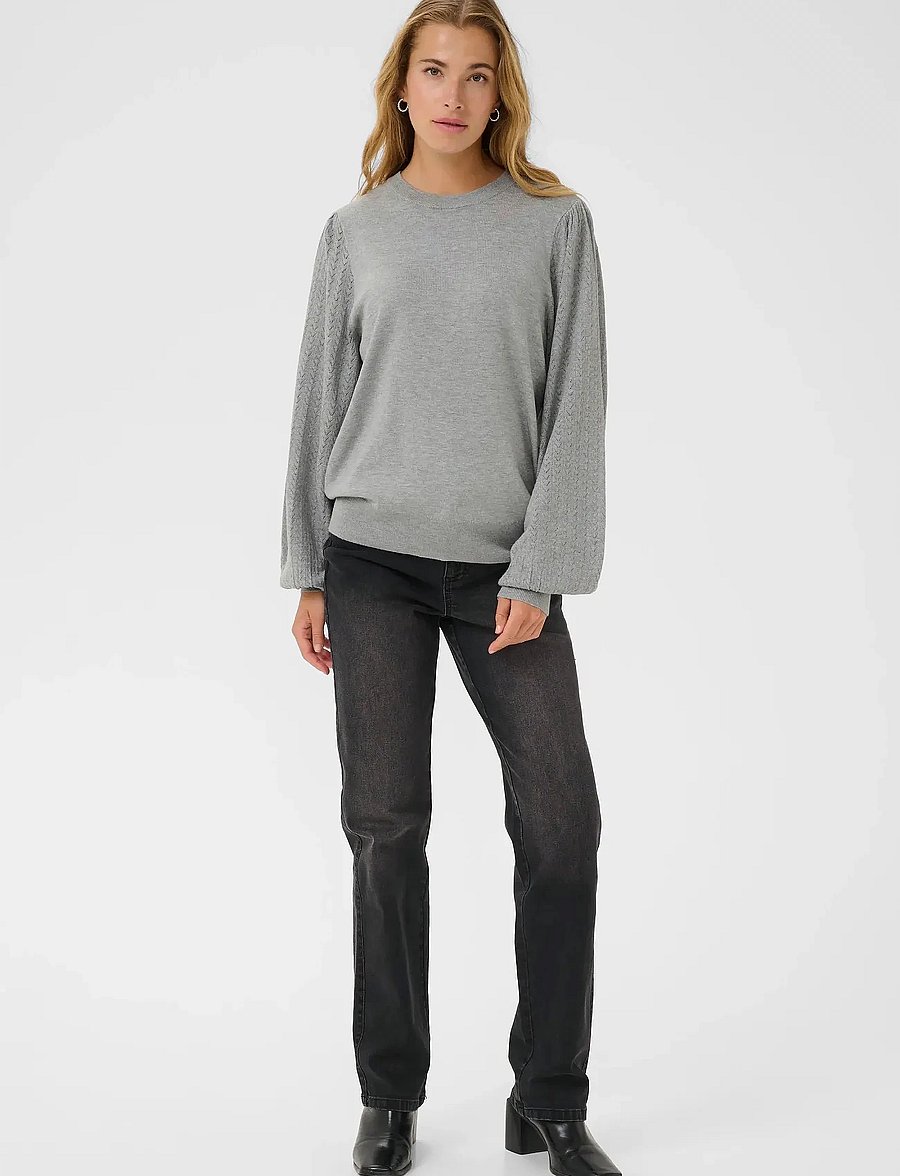 Kaffe - KAlone Pointelle Pullover - pullover - grey melange - 3