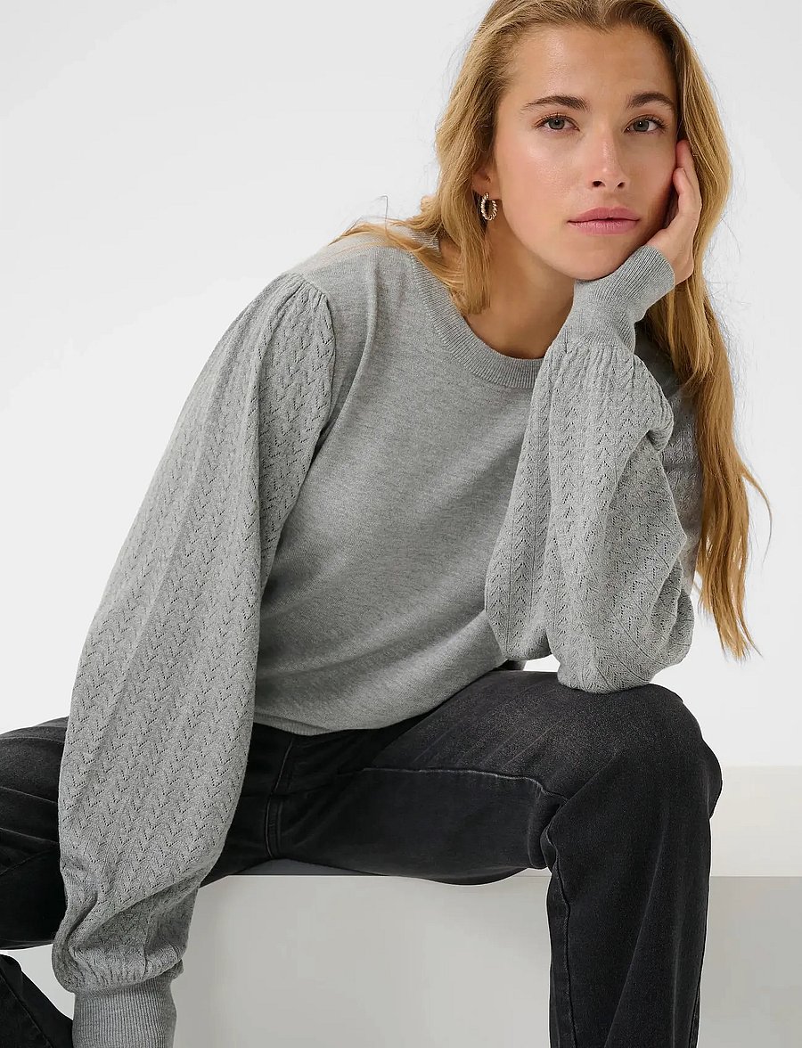 Kaffe - KAlone Pointelle Pullover - pullover - grey melange - 5