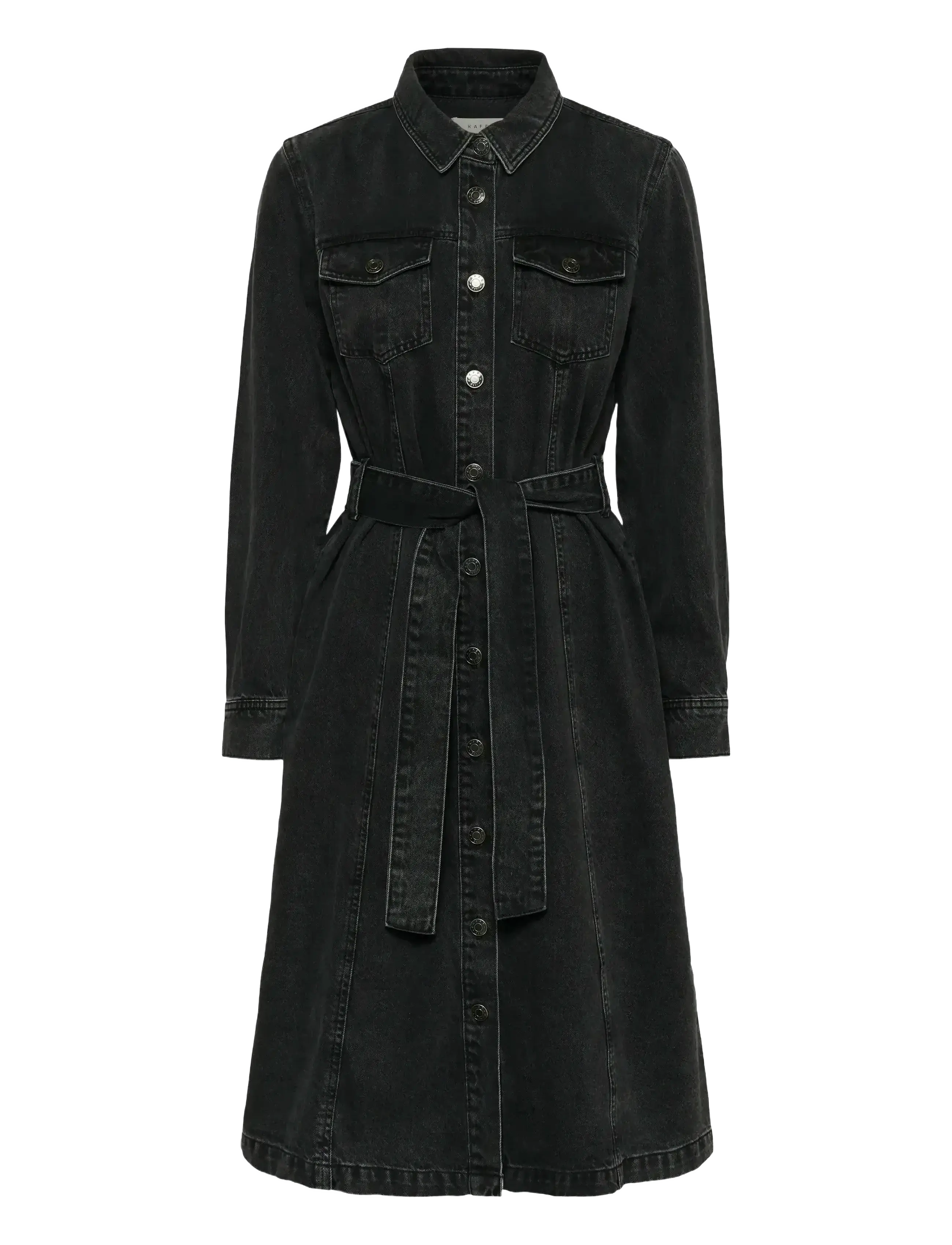 Kaffe KAcarly Denim Dress - Särkkleidid - BLACK WASHED DENIM / black