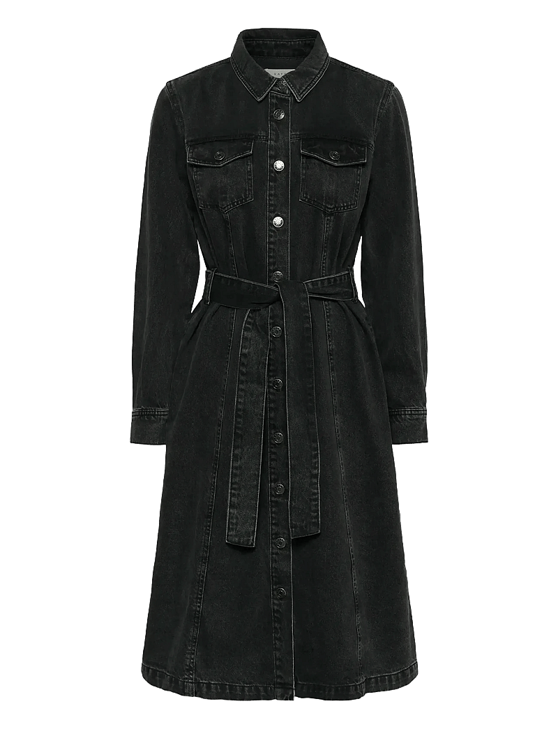 Kaffe - KAcarly Denim Dress - skjortklänningar - black washed denim - 1