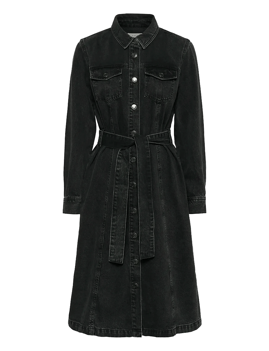 Kaffe - KAcarly Denim Dress - skjortklänningar - black washed denim - 1