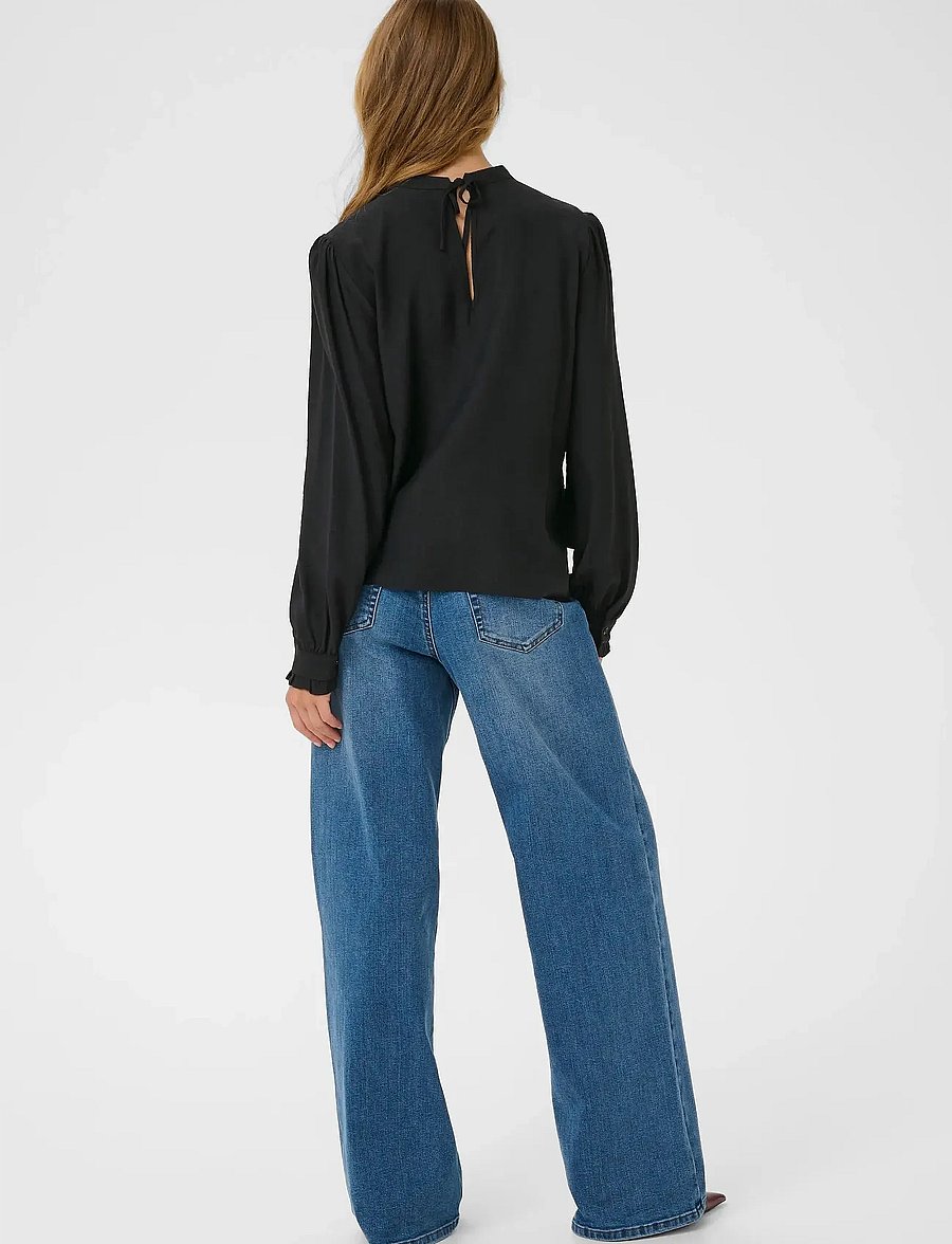 Kaffe - KArea Solid Blouse - long sleeved blouses - black deep cc - 4