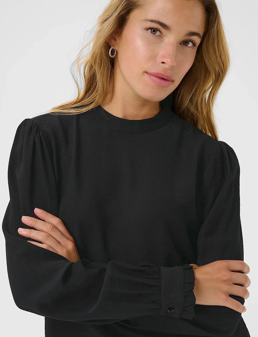 Kaffe - KArea Solid Blouse - long sleeved blouses - black deep cc - 5