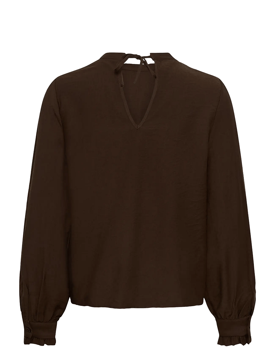 Kaffe - KArea Solid Blouse - long sleeved blouses - coffee bean cc - 1