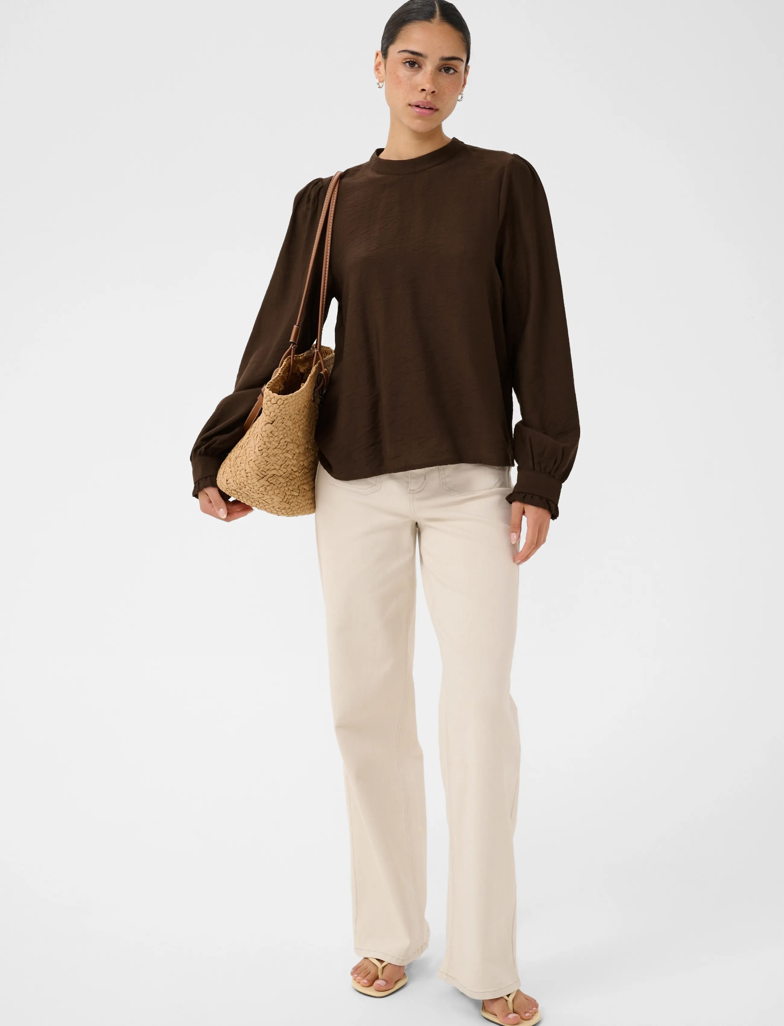 Kaffe - KArea Solid Blouse - pikkade varrukatega pluusid - coffee bean cc - 3