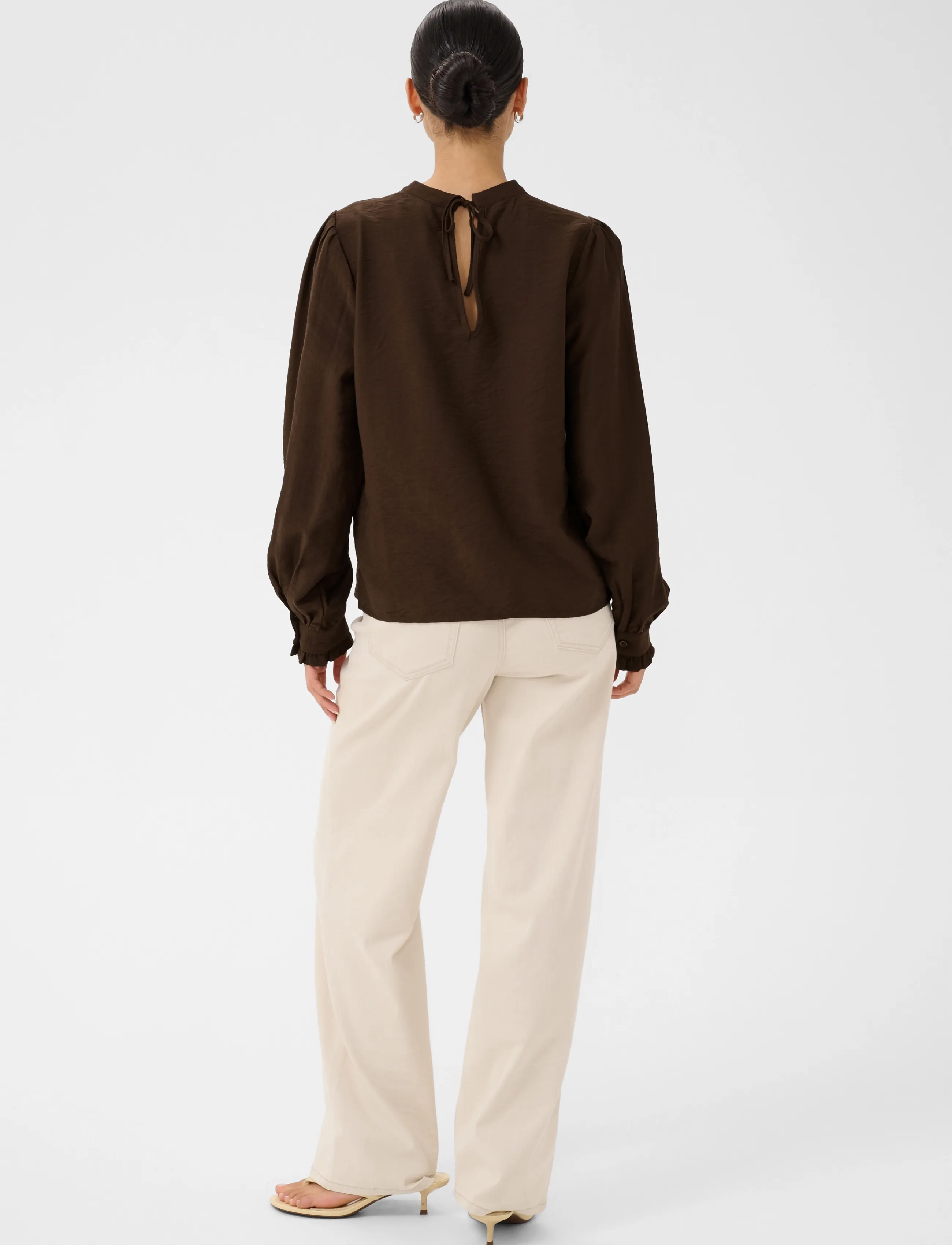 Kaffe - KArea Solid Blouse - pikkade varrukatega pluusid - coffee bean cc - 4