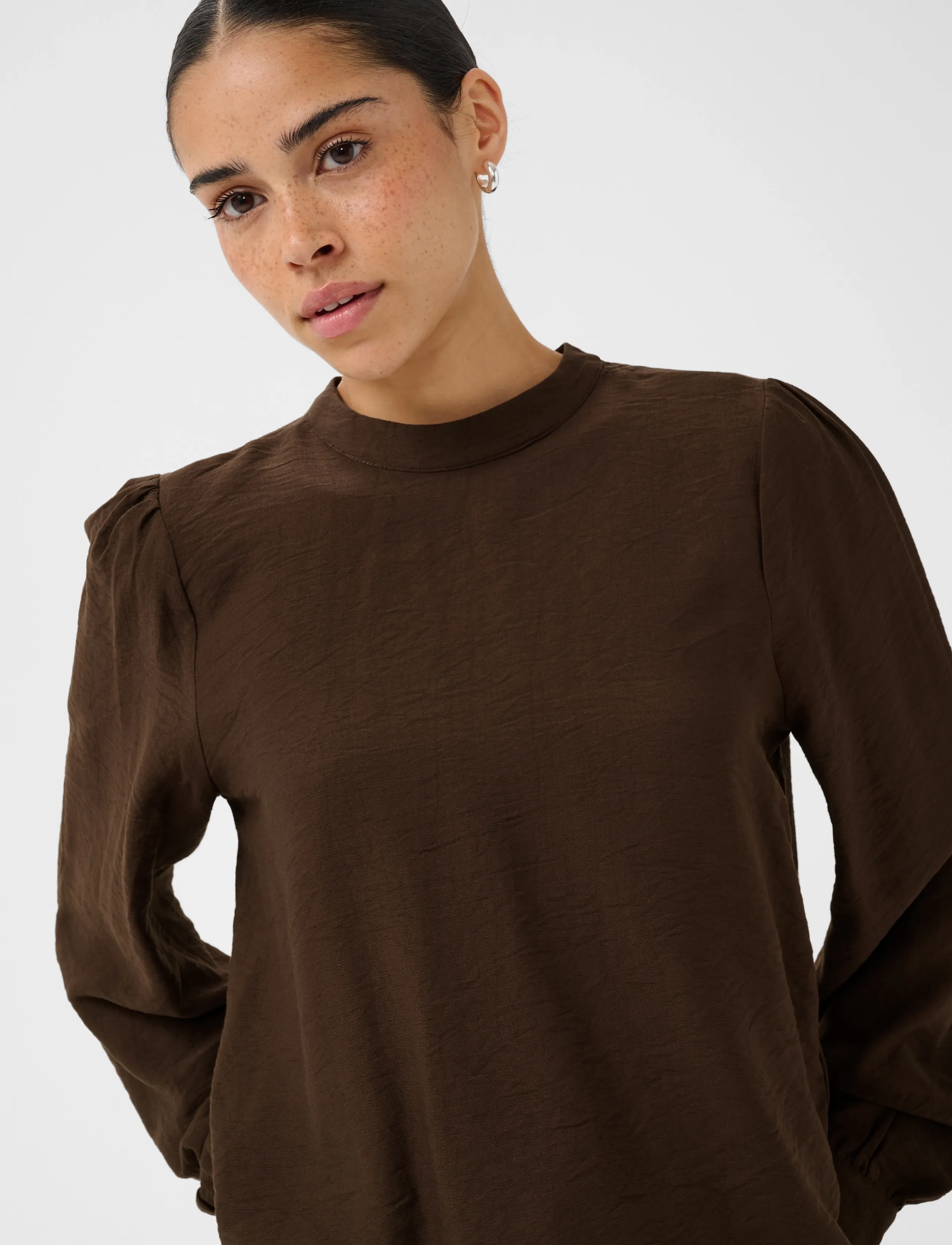 Kaffe - KArea Solid Blouse - pikkade varrukatega pluusid - coffee bean cc - 5