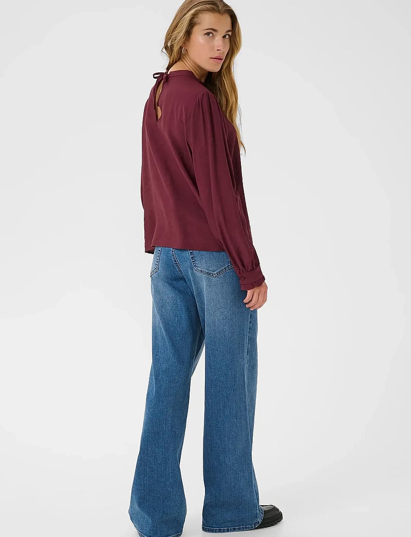 Kaffe - KArea Solid Blouse - långärmade blusar - zinfandel cc - 4