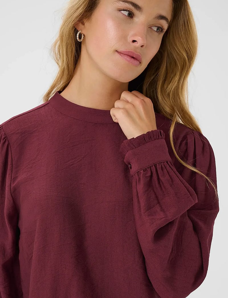 Kaffe - KArea Solid Blouse - långärmade blusar - zinfandel cc - 5