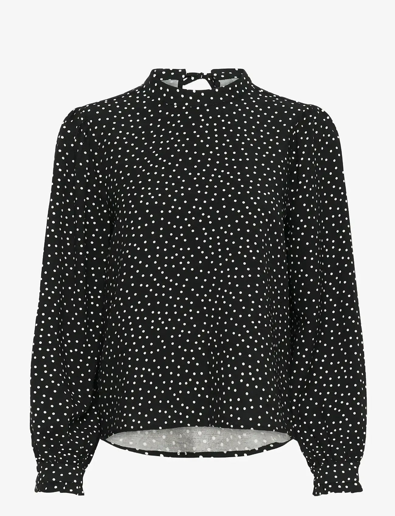 Kaffe - KArea Printed Blouse - langärmlige blusen - black w. chalk dot - 0