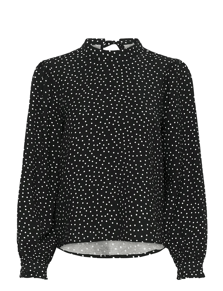 Kaffe - KArea Printed Blouse - langärmelige blusen - black w. chalk dot - 1