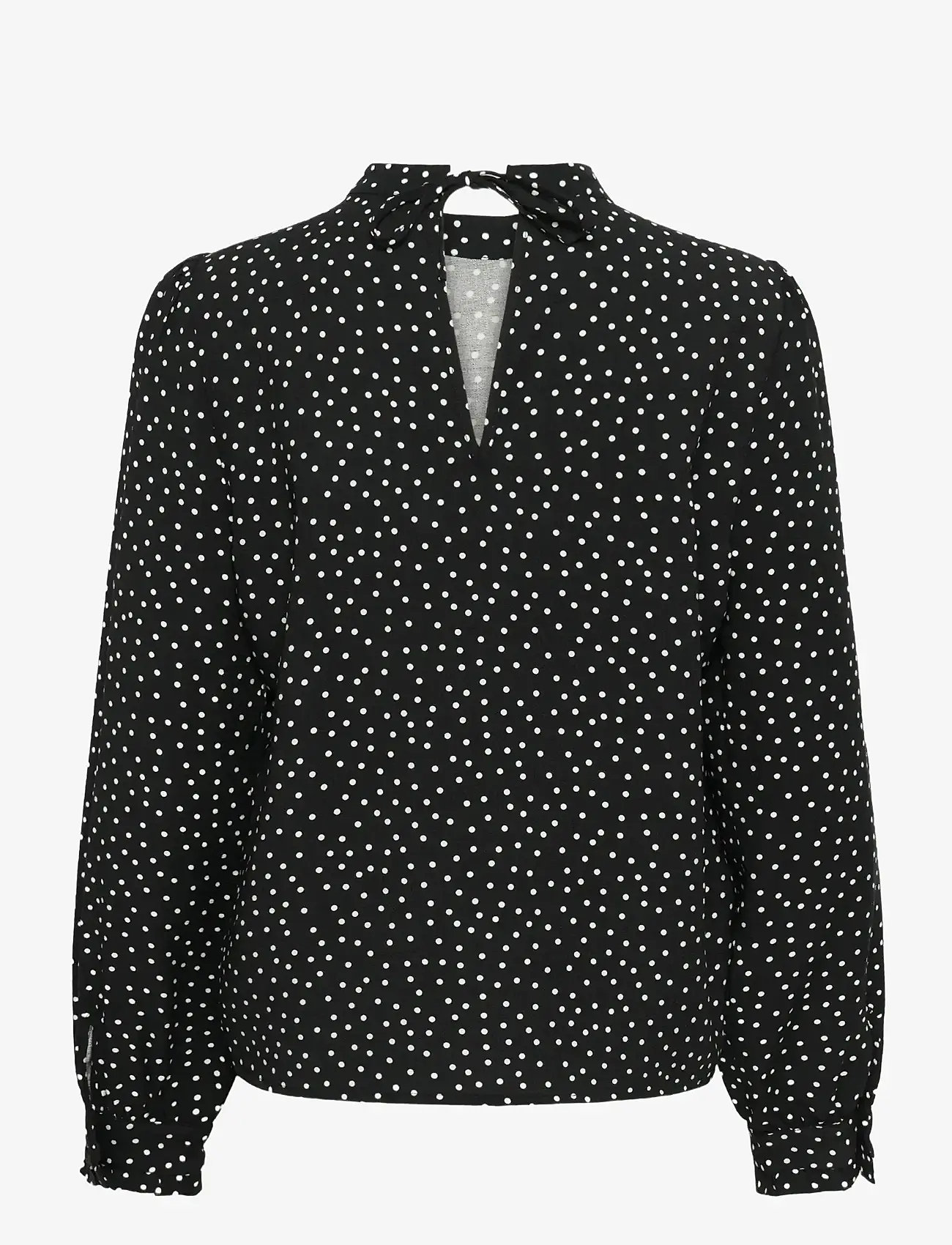 Kaffe - KArea Printed Blouse - langärmlige blusen - black w. chalk dot - 1