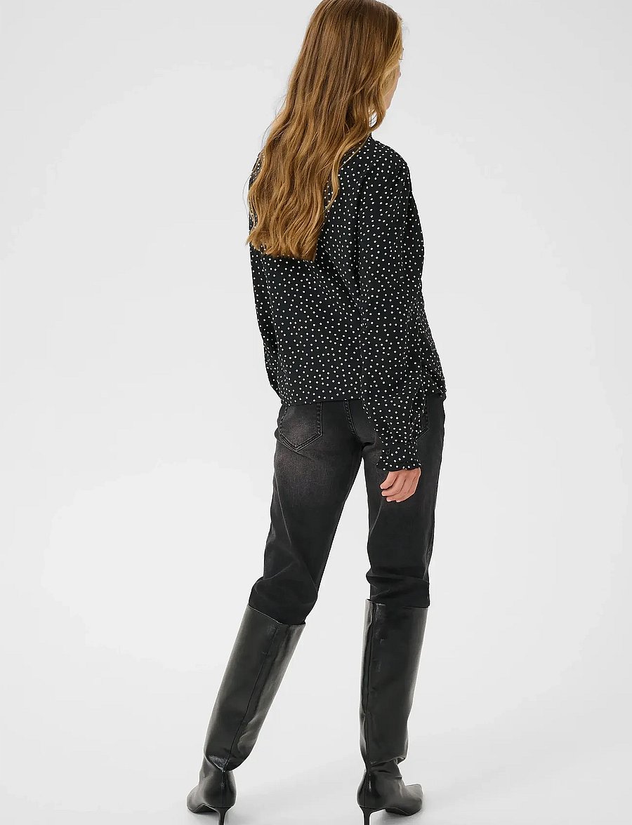 Kaffe - KArea Printed Blouse - langärmelige blusen - black w. chalk dot - 4